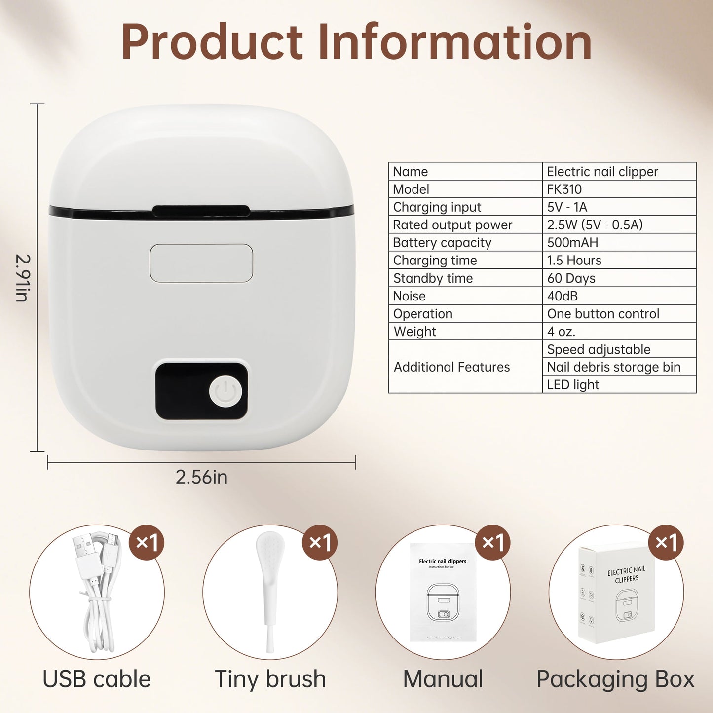 Electric Nail Clipper with Clippings Catcher - 3-Speed Automatic Trimmer, LED Light, Safe for Adults, Kids & Seniors (White)