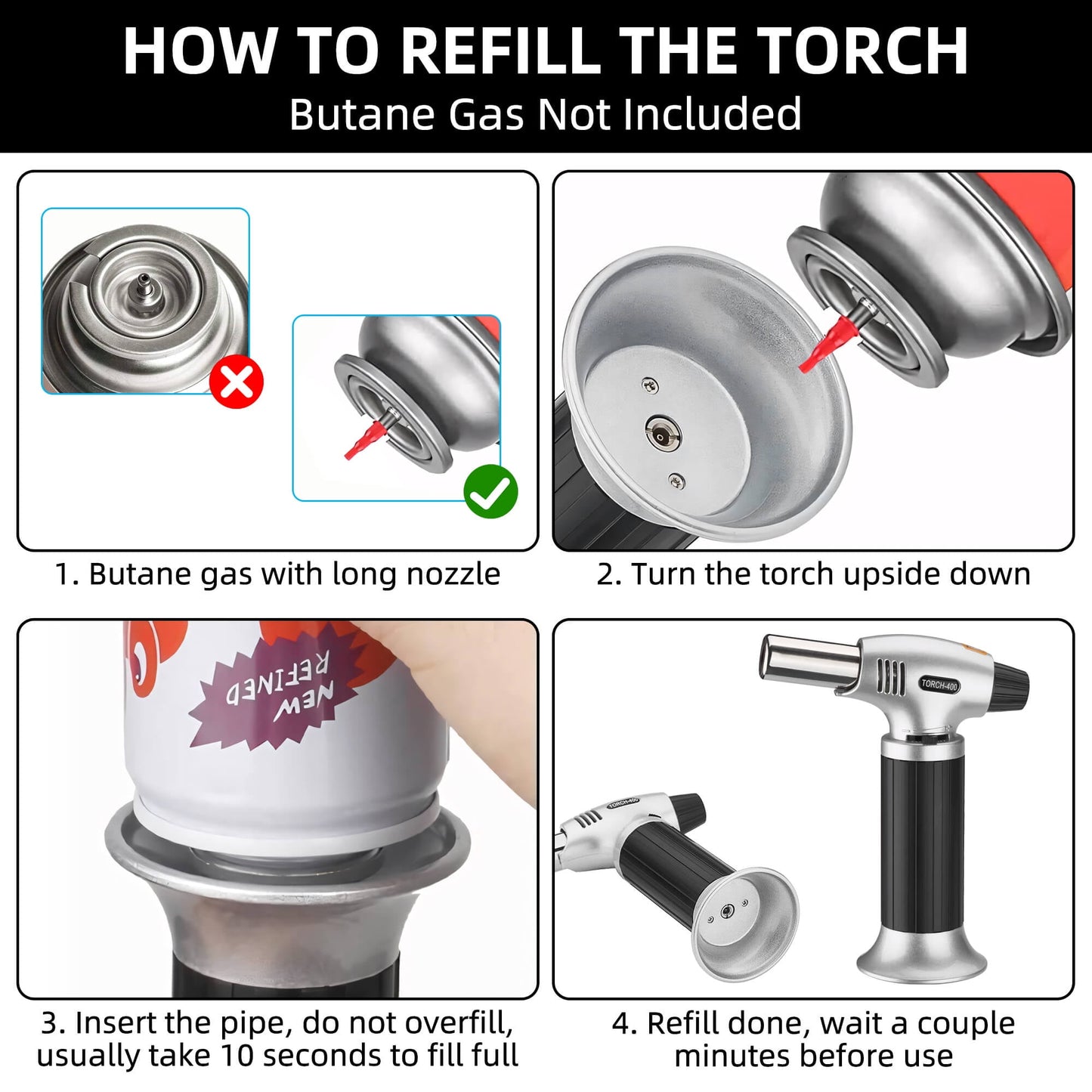 Sentryse Culinary Butane Torch, Professional Cooking Torch Lighter Butane Refillable for Baking BBQ