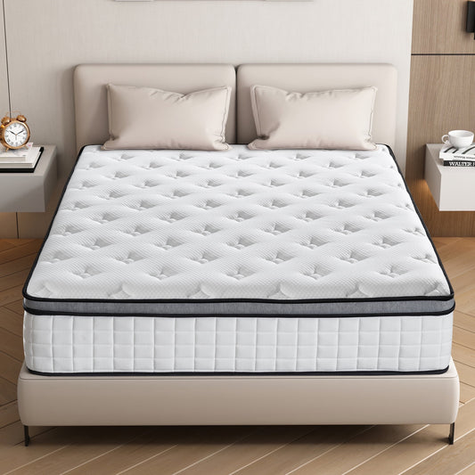12" Queen Mattress, Euro Top Foam & Pocket Spring Hybrid Mattress in a Box, Plush Comfort, Pressure Relief and Motion Isolation