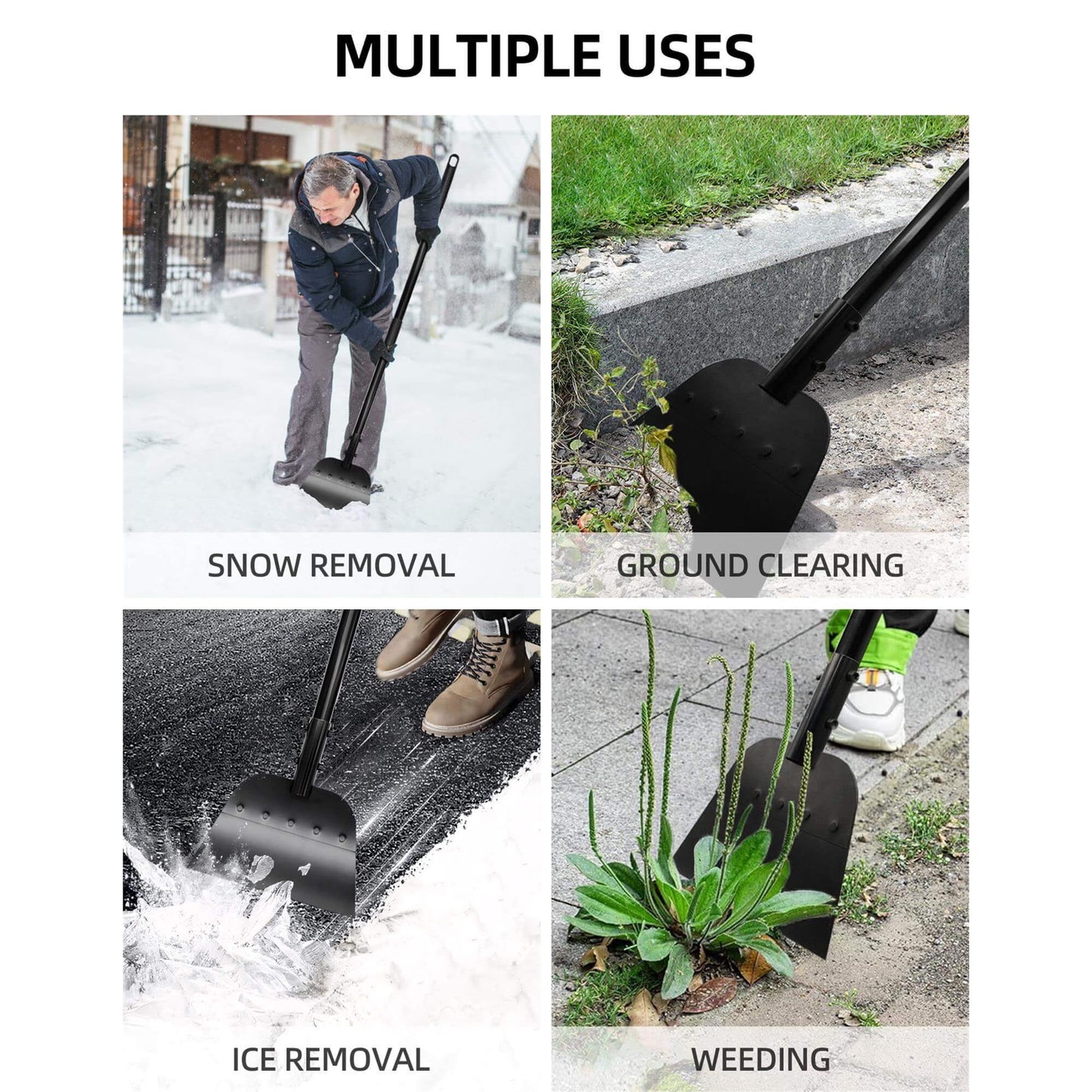 Sentryse Garden Flat Shovel, 54" Garden Cleaning Shovel, Heavy Duty Manual Weeder Metal Floor Scraper Garden Tool for Lawn Edging, Digging, Weeding, Scraping, Ice Remove