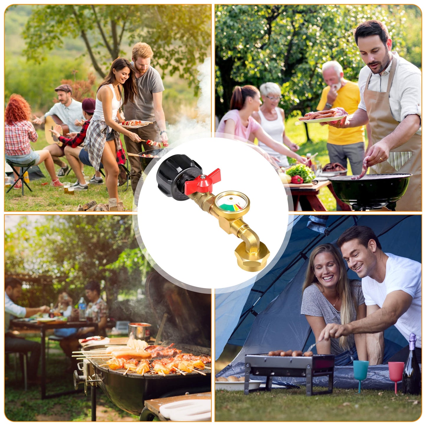 Sentryse Propane Refill Adapter with Valve and Gauge, Fill 1 lb Bottles from 20 lb Tank, Solid Brass