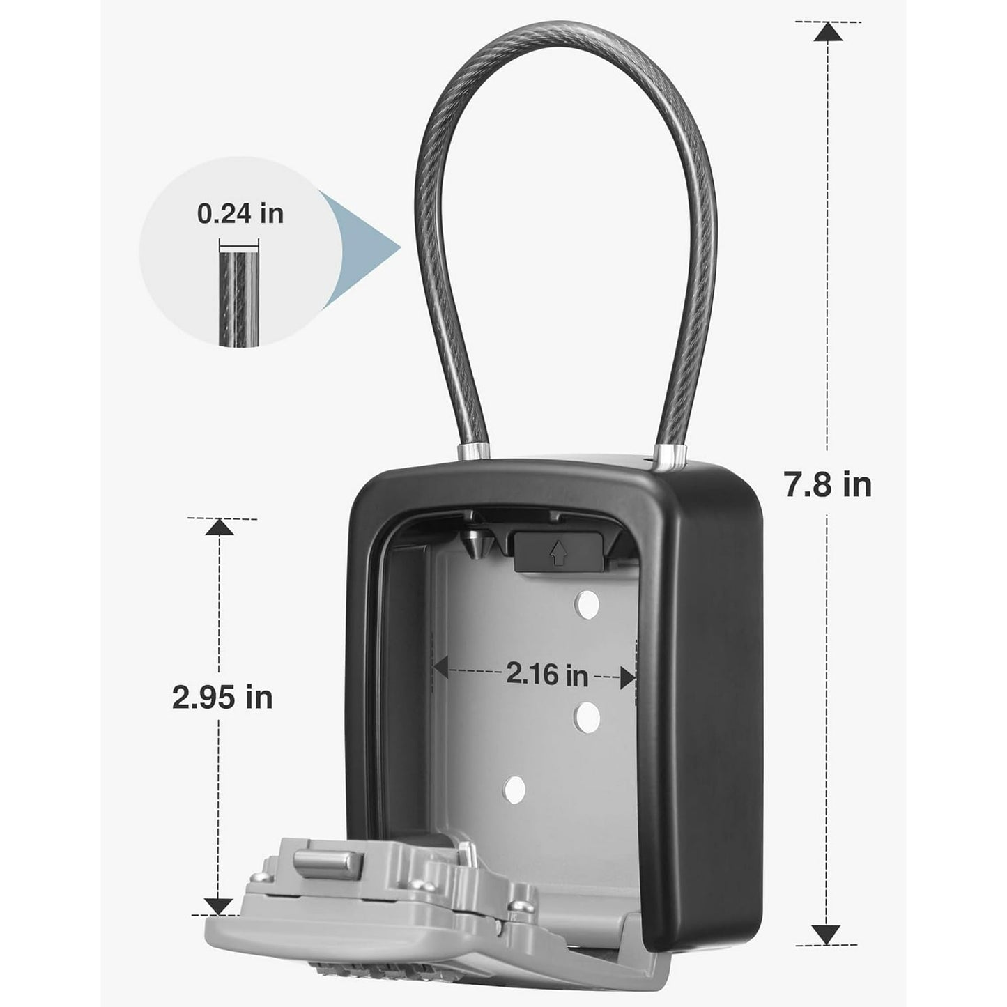 Sentryse Key Lock Box, Portable Combination Lockbox Wall-Mounted Key Storage Box, Resettable Code Safe Security Lock Box for Home, Office, Apartment