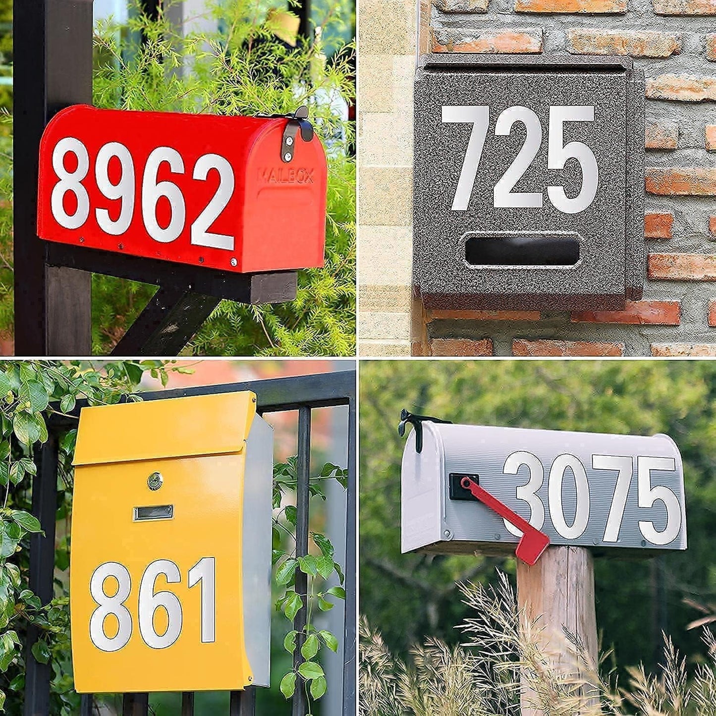 Sentryse Reflective Mailbox Numbers for Outside, 5 Sets Waterproof Mailbox Numbers Stickers for Mailbox, Door, Garbage Bins, Self Adhesive