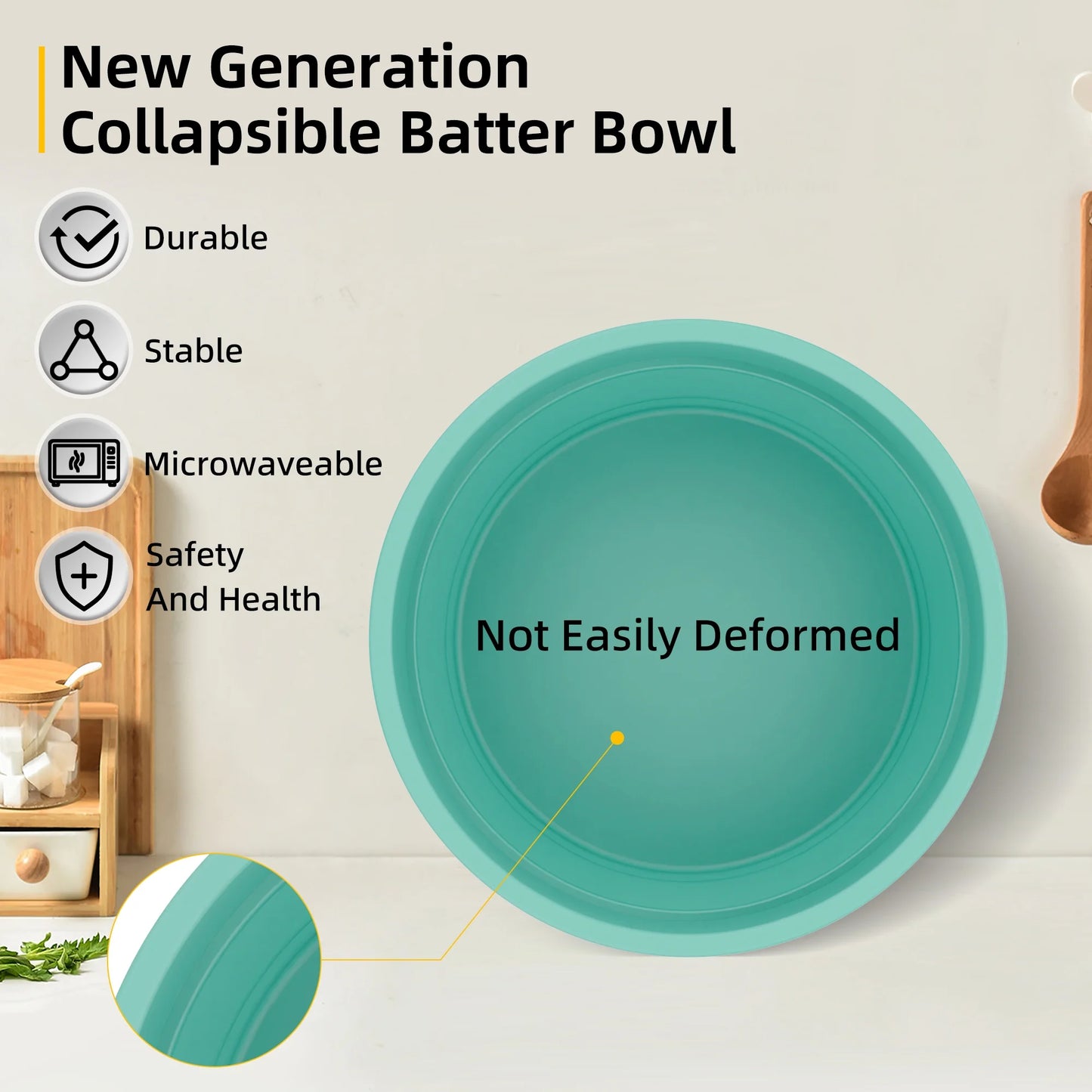 Sentryse Collapsible Batter Bowl, Mess Free Breading Shaker, Silicone Mixing Bowls with Lids, Green