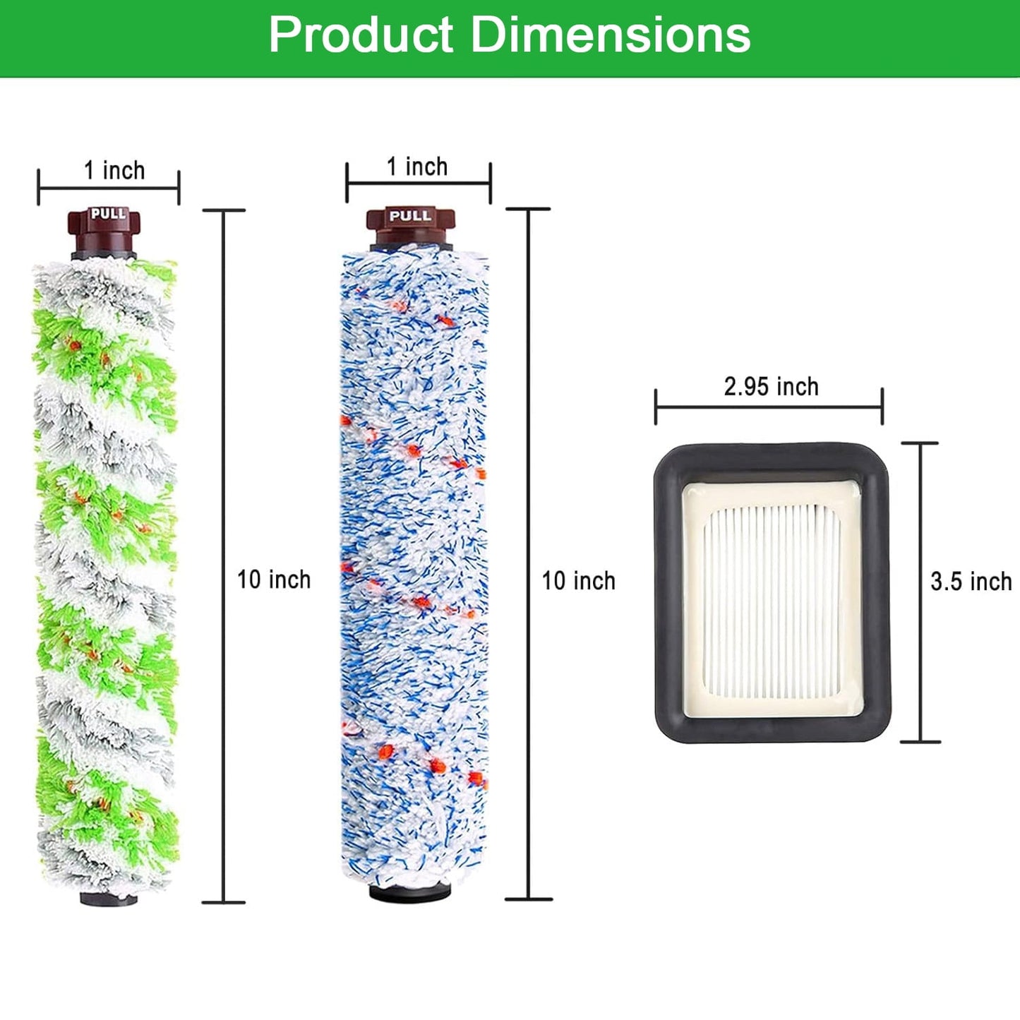 Replacement Parts for Bissell CrossWave Vacuum Cleaner, Roller Brushes Filters Kit, 4 Pack