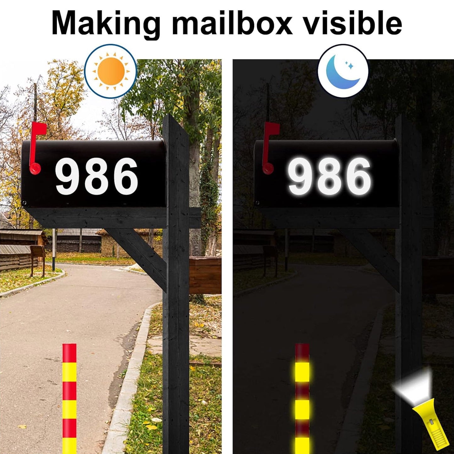 Sentryse Reflective Mailbox Numbers for Outside, 5 Sets Waterproof Mailbox Numbers Stickers for Mailbox, Door, Garbage Bins, Self Adhesive