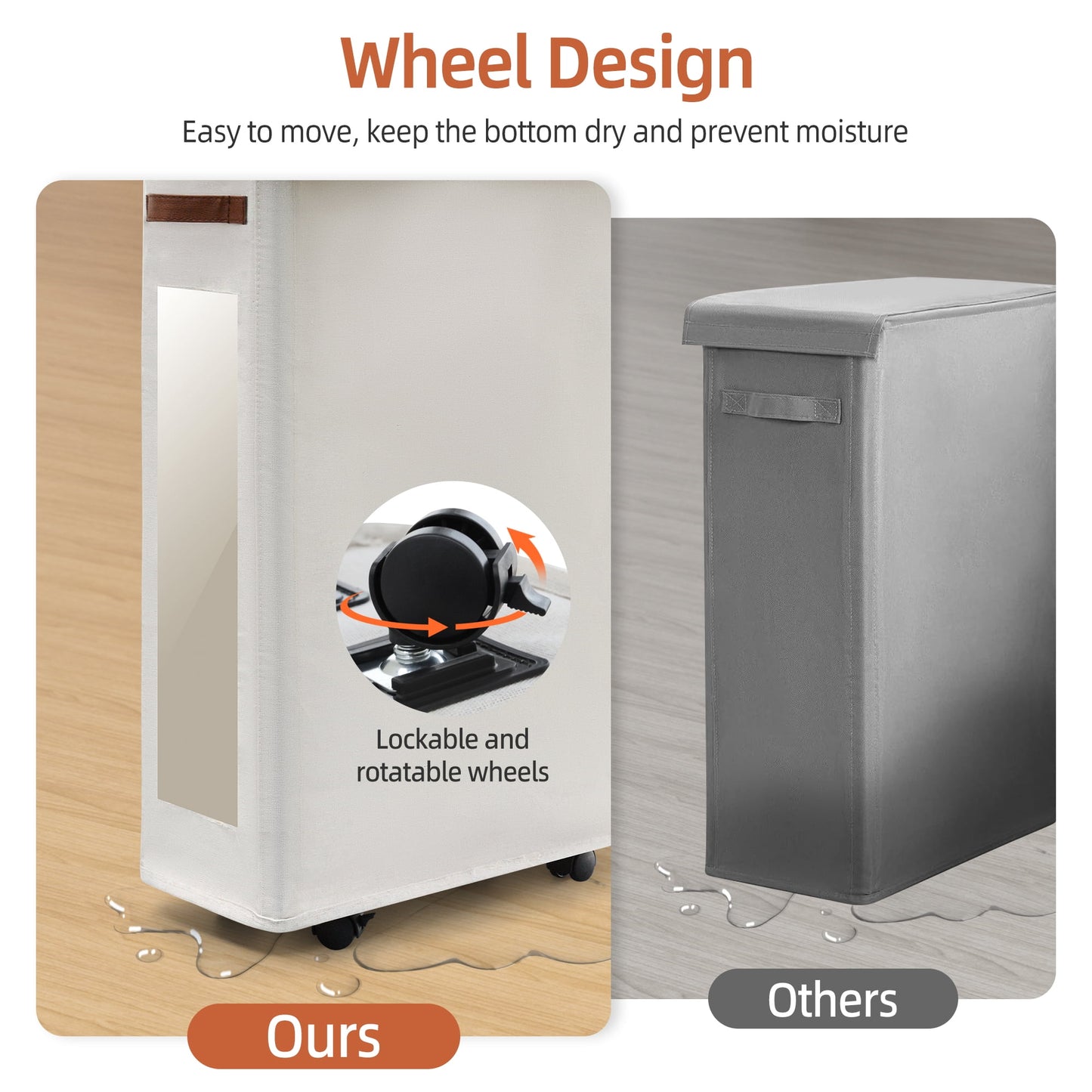 2-Piece Set Toilet Paper Storage Basket with Wheels, Extra Large Free Standing Paper Roll Basket for Home, Toilet Paper Containers for up to 20+ Regular Rolls (Beige)