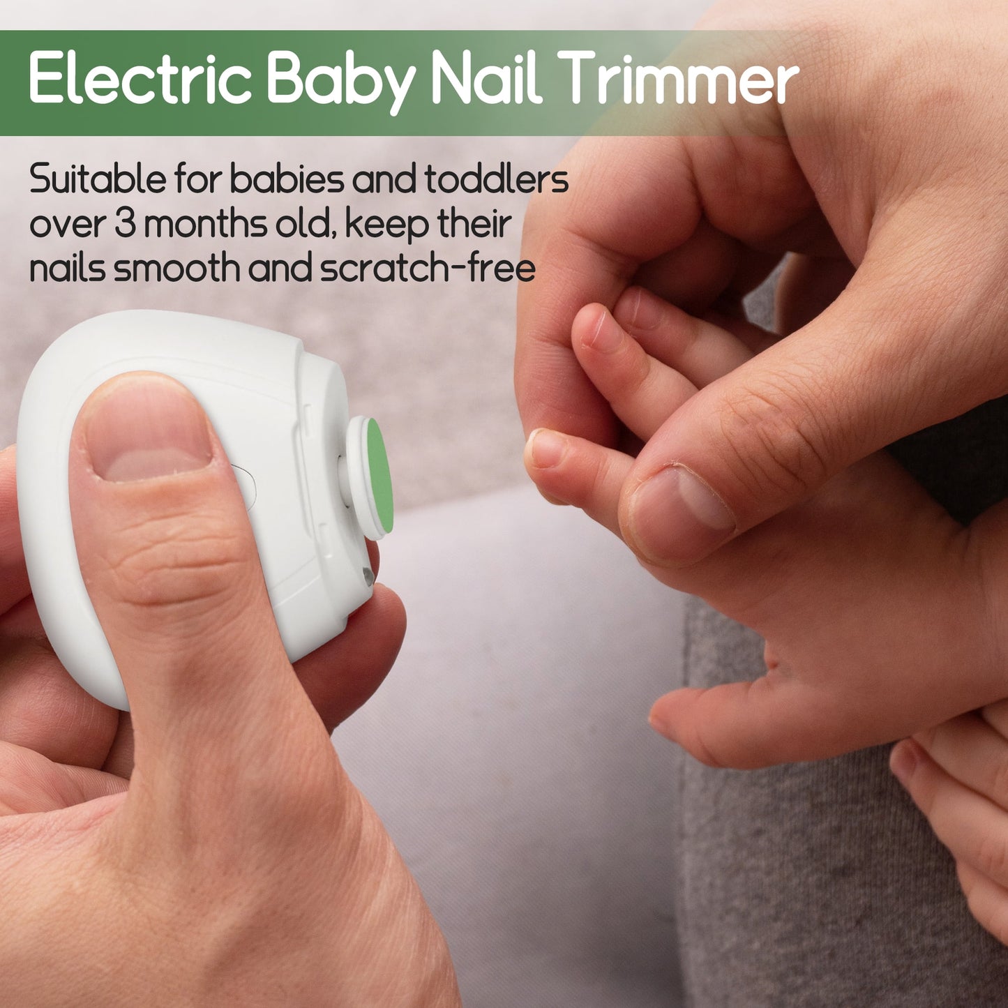 Baby Electric Nail Trimmer with LED Light, Adjustable Speed, Rechargeable Mini Baby Nail File, Baby Nail Clippers Safe for 3+ Months Old Babies (White)