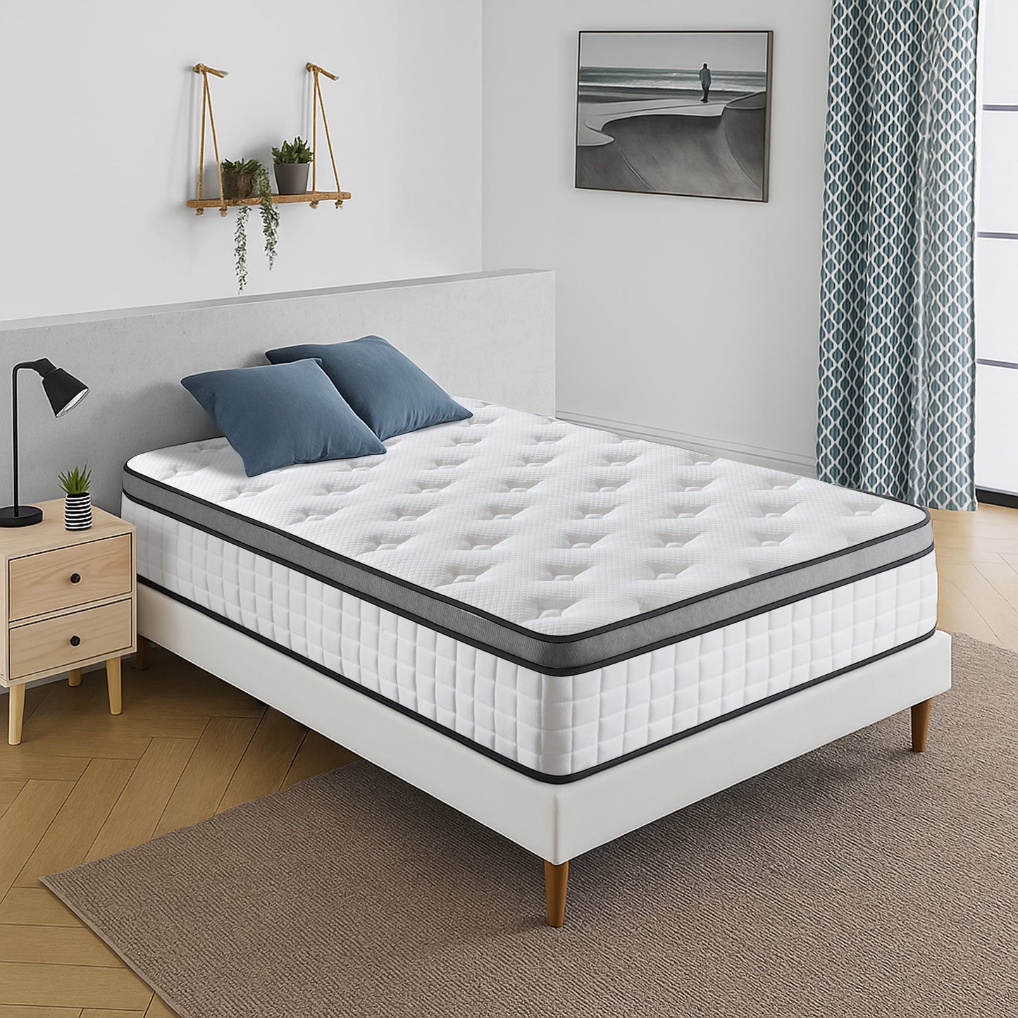 12" Twin Mattress, Euro Top Foam & Pocket Spring Hybrid Mattress in a Box, Plush Comfort, Pressure Relief and Motion Isolation