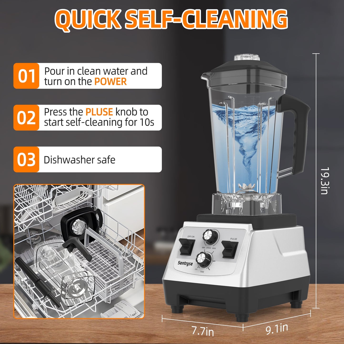 68oz+20oz Smoothie Blender and Grinder Combo, Countertop Blenders for Kitchen, 1800 Watt High Speed Blender for Smoothies, Ice Crushing, Fresh Juice, Frozen Drinks, Puree