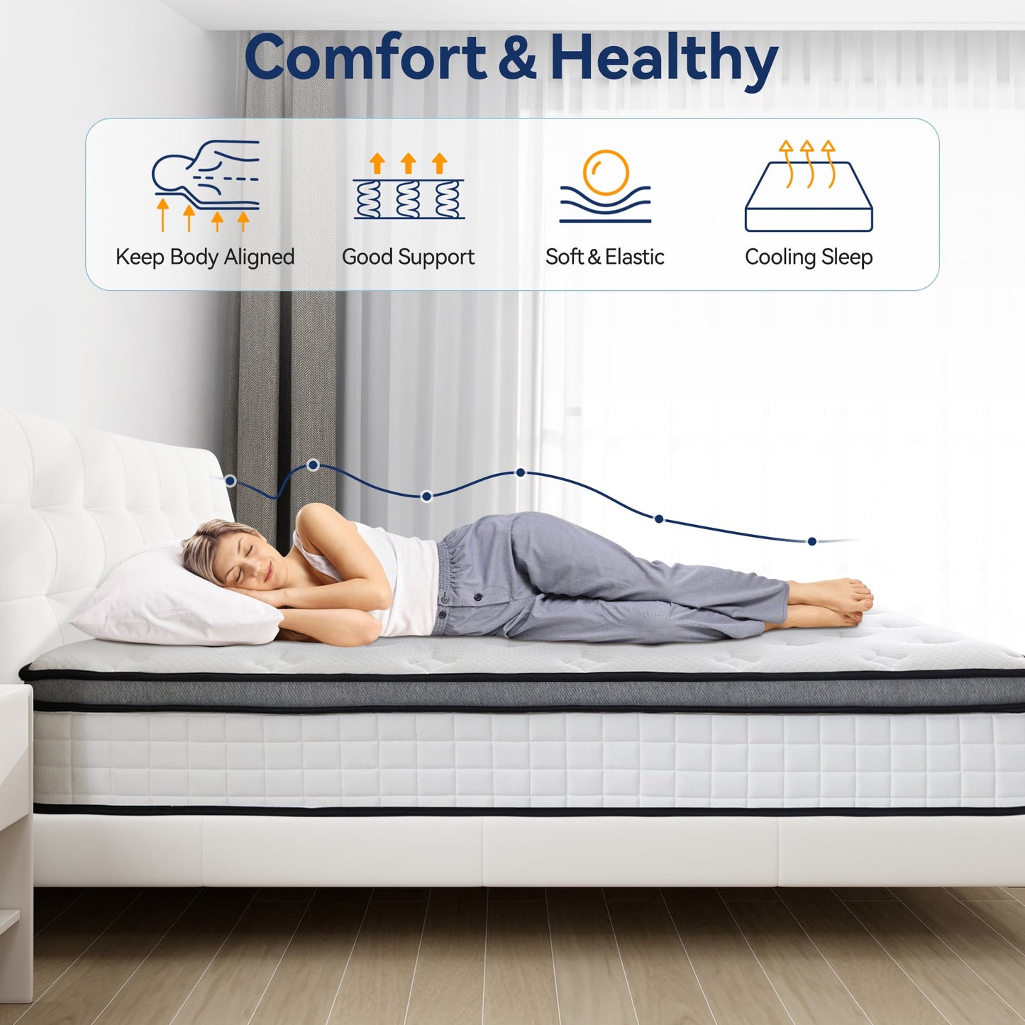 10" Queen Mattress, Euro Top Foam & Pocket Spring Hybrid Mattress in a Box, Plush Comfort, Pressure Relief and Motion Isolation