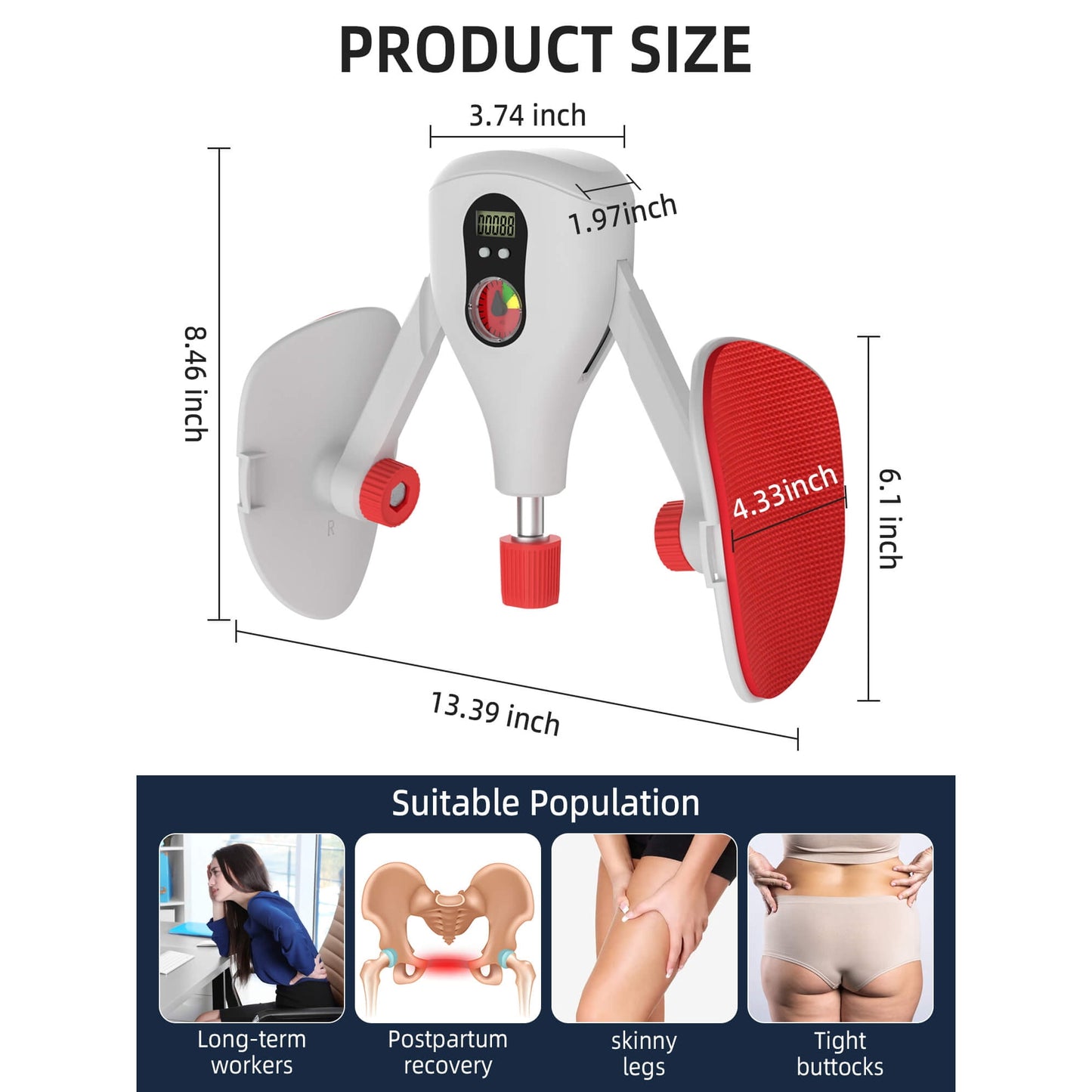 Tidymend Thigh Master 0-77 lbs Adjustable Resistance, Kegel Exerciser Pelvic Floor Muscle with Fixed Leg Straps, Inner Thigh Exerciser for Women Men, Gray