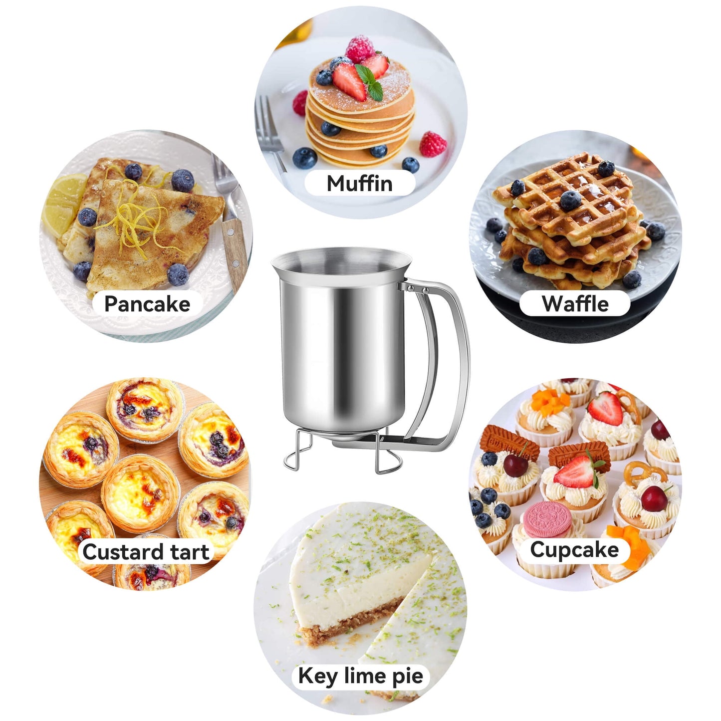 Sentryse Pancake Batter Dispenser, Stainless Steel Handheld Batter Dispenser for Baking, Cupcakes, Muffins, Crepes, Waffles, 800ML/27oz