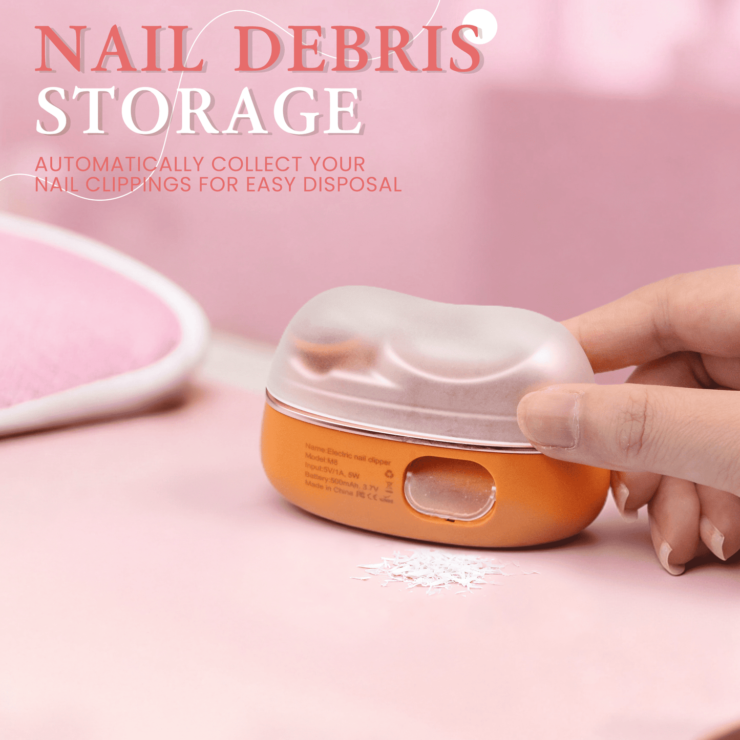 4 in 1 Electric Nail Clipper with Nail Lamp, LED Light, 2-Speed Automatic Trimmer with Clippings Catcher, Safe for Adults, Kids & Seniors (Orange)