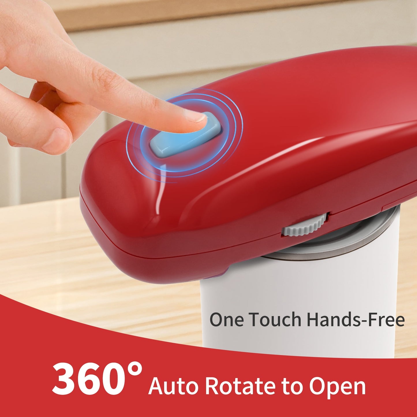 Sentryse Electric Can Opener, One-Touch, Hands-Free Automatic Can Openers for Kitchen, Smooth Edge Safe for Food Prep, Fits All Round Cans (Red)