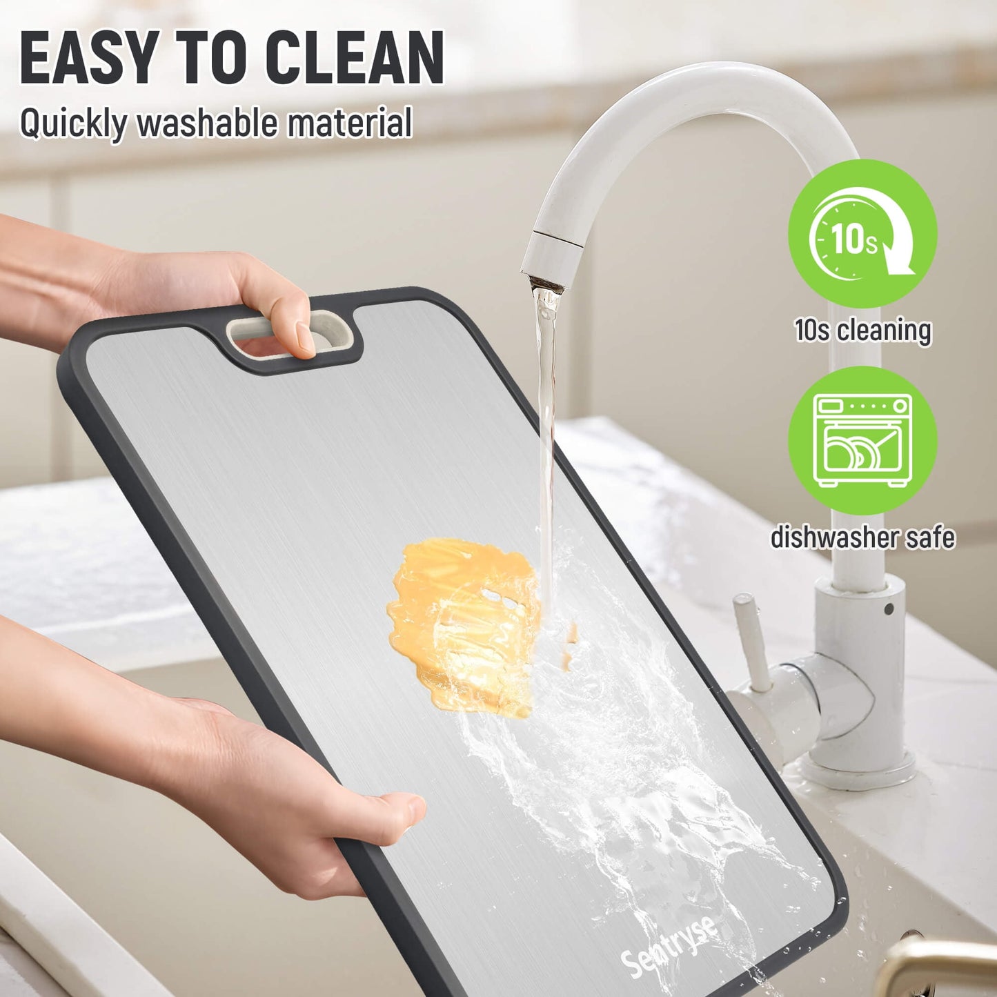 Sentryse Titanium Cutting Boards for Kitchen, Stainless Steel Cutting Board Double Sided Food Grade, Non Toxic Chopping Board Large 16'' x 11'', Dishwasher Safe, 1 Pack