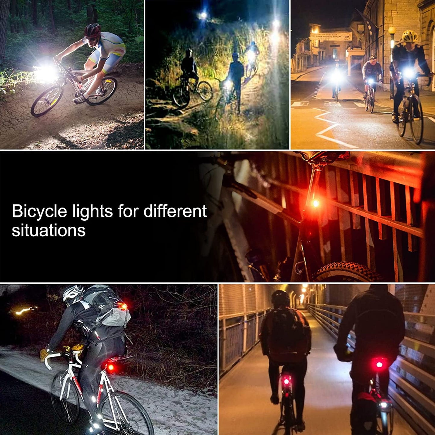 Tidymend Ultra Bright USB Rechargeable Bike Light Set, Powerful Bicycle Front Headlight and Back Taillight, Easy to Install for Road, Mountain, Night Riding