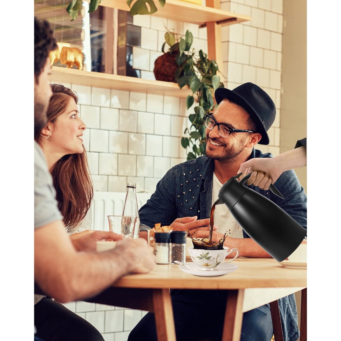 68oz Thermal Coffee Carafe, Stainless Steel Vacuum Insulated Coffee Thermos for Hot and Cold Beverage (Black)