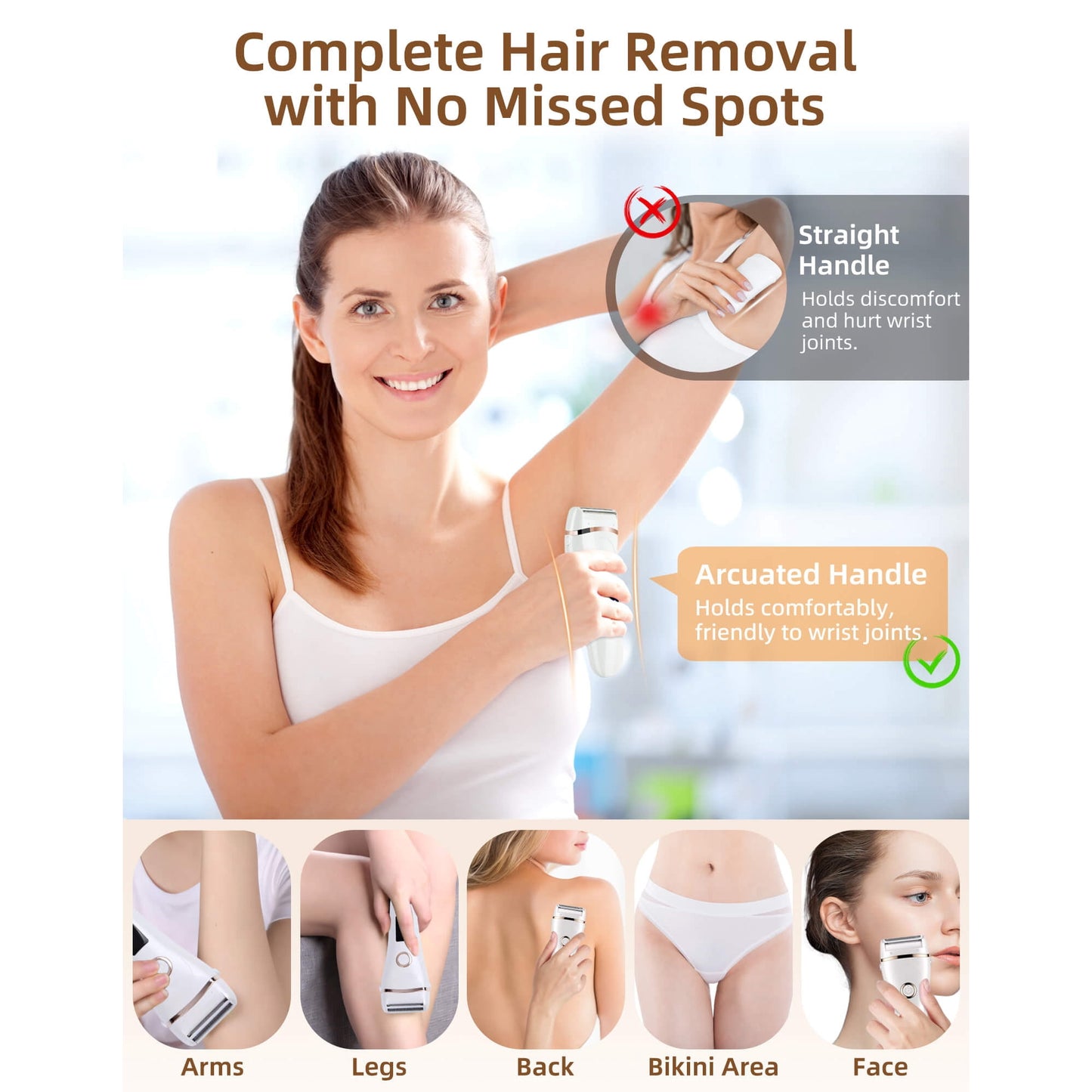 Sentryse Electric Razor for Women, 3 in 1 Lady Electric Shaver Body Hair Remover, Portable Bikini Trimmer for Leg Arm Armpit Underarms