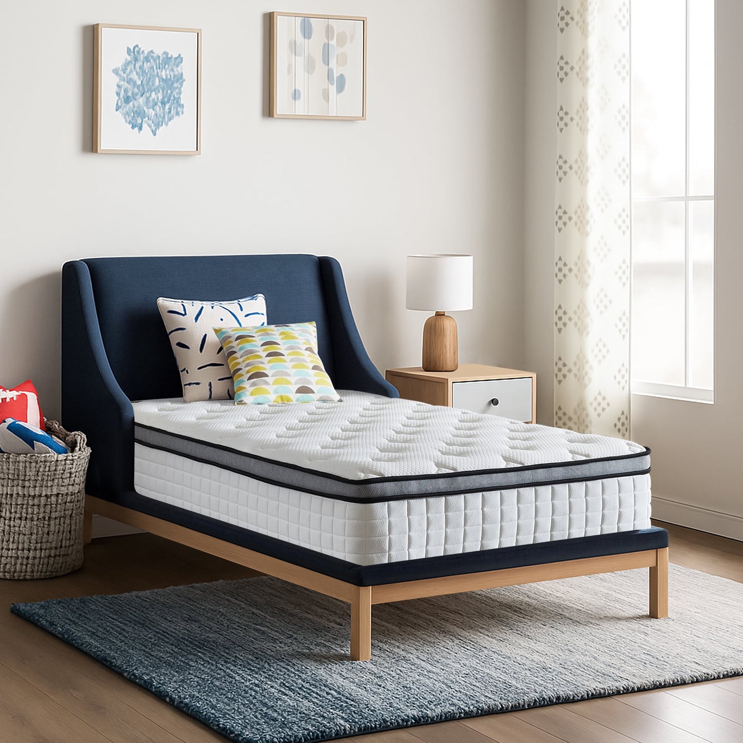 10" Twin Mattress, Euro Top Foam & Pocket Spring Hybrid Mattress in a Box, Plush Comfort, Pressure Relief and Motion Isolation
