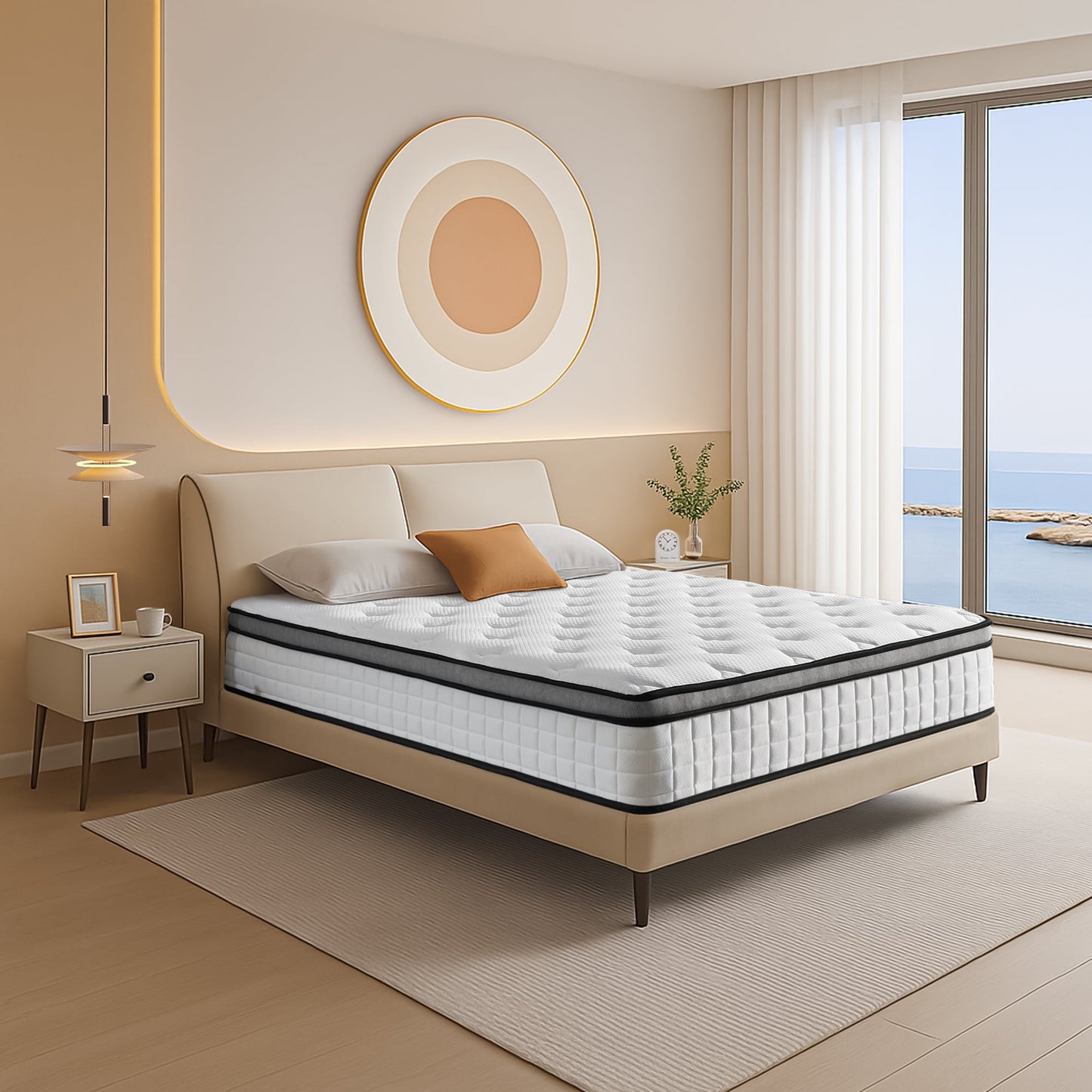 10" Queen Mattress, Euro Top Foam & Pocket Spring Hybrid Mattress in a Box, Plush Comfort, Pressure Relief and Motion Isolation