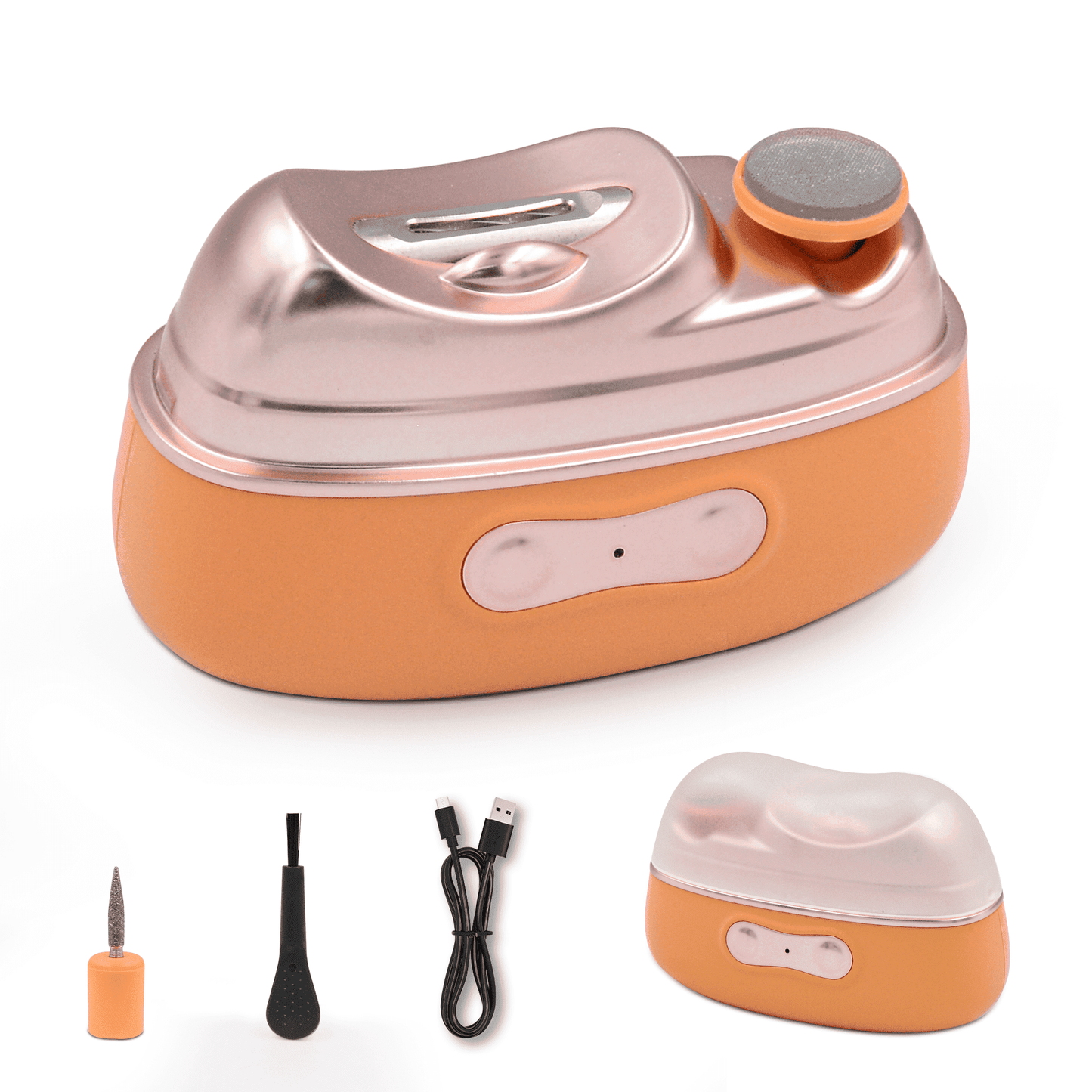 4 in 1 Electric Nail Clipper with Nail Lamp, LED Light, 2-Speed Automatic Trimmer with Clippings Catcher, Safe for Adults, Kids & Seniors (Orange)