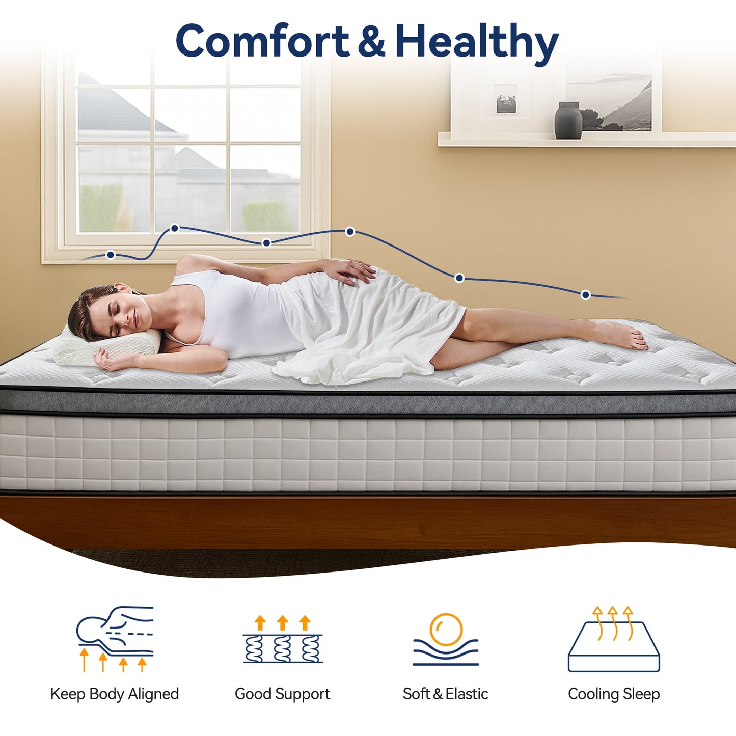 10" Twin Mattress, Euro Top Foam & Pocket Spring Hybrid Mattress in a Box, Plush Comfort, Pressure Relief and Motion Isolation