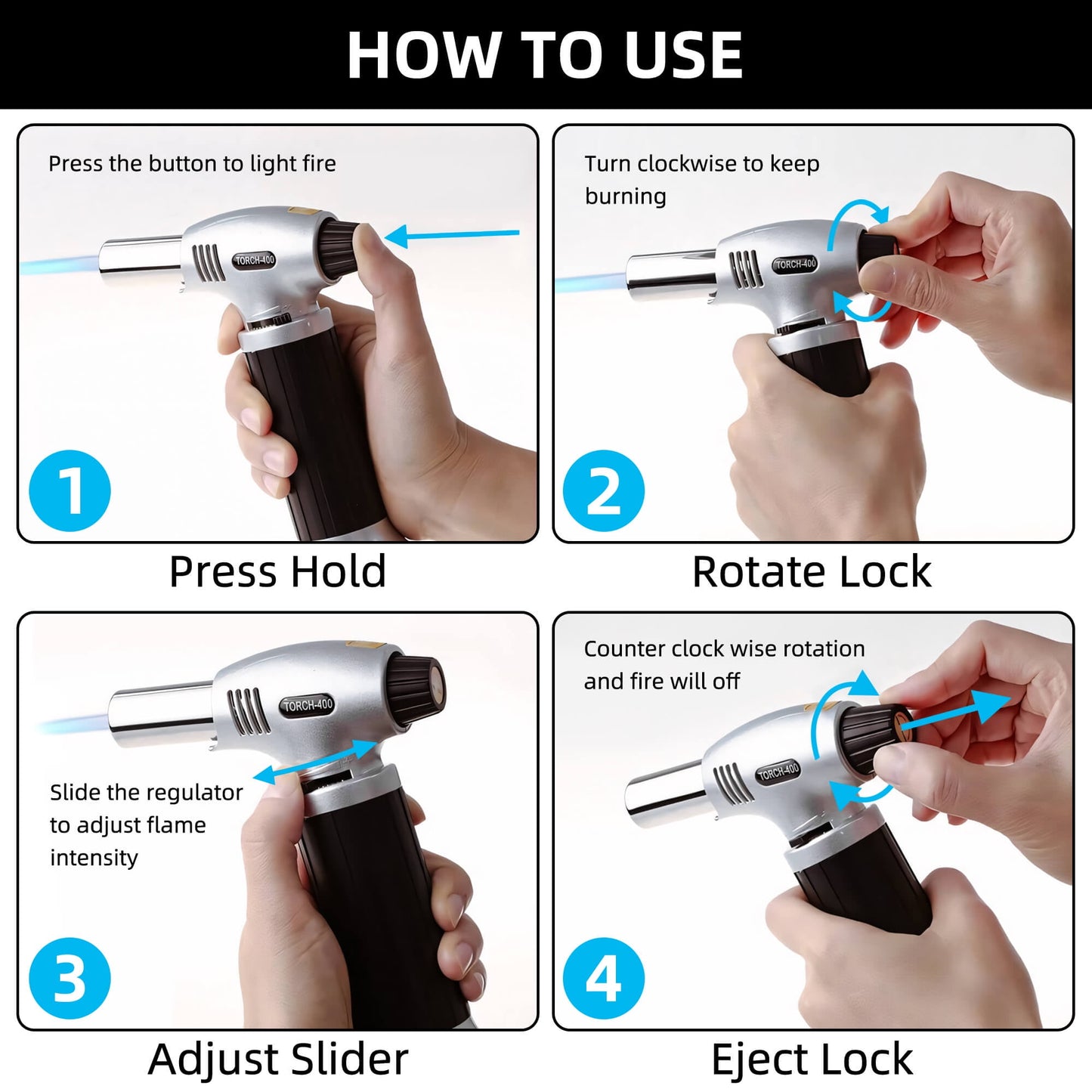 Sentryse Culinary Butane Torch, Professional Cooking Torch Lighter Butane Refillable for Baking BBQ