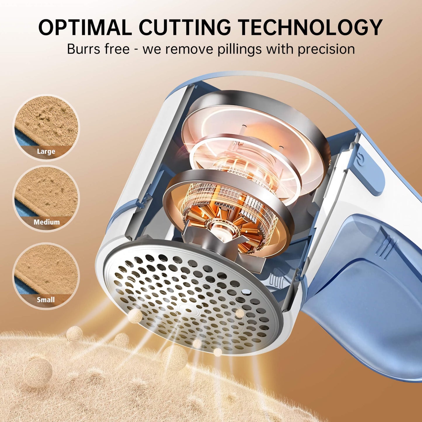 Sentryse Fabric Shaver, Lint Remover Rechargeable, Electric Portable Sweater Defuzzer with 2 Spare Blades, Blue