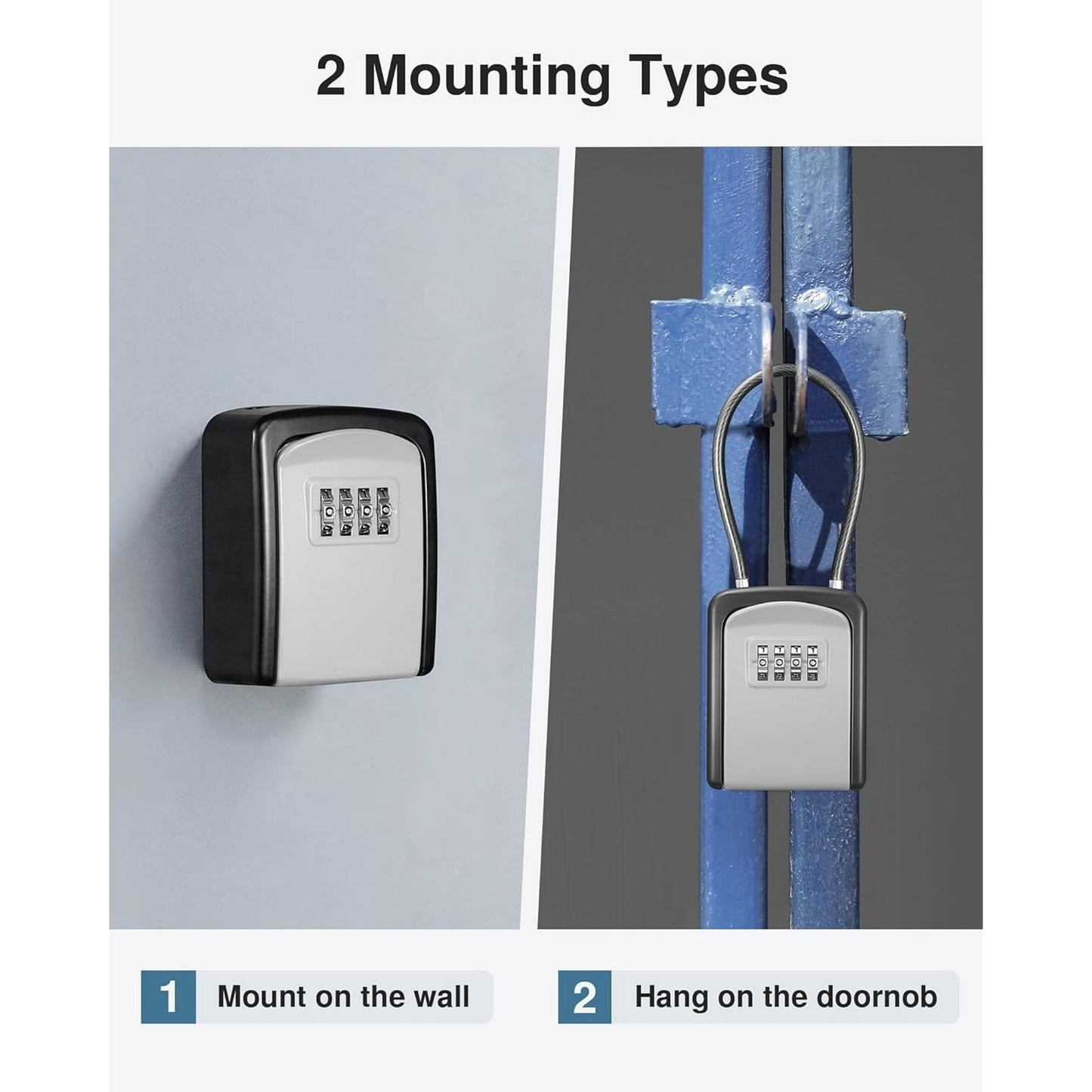 Sentryse Key Lock Box, Portable Combination Lockbox Wall-Mounted Key Storage Box, Resettable Code Safe Security Lock Box for Home, Office, Apartment