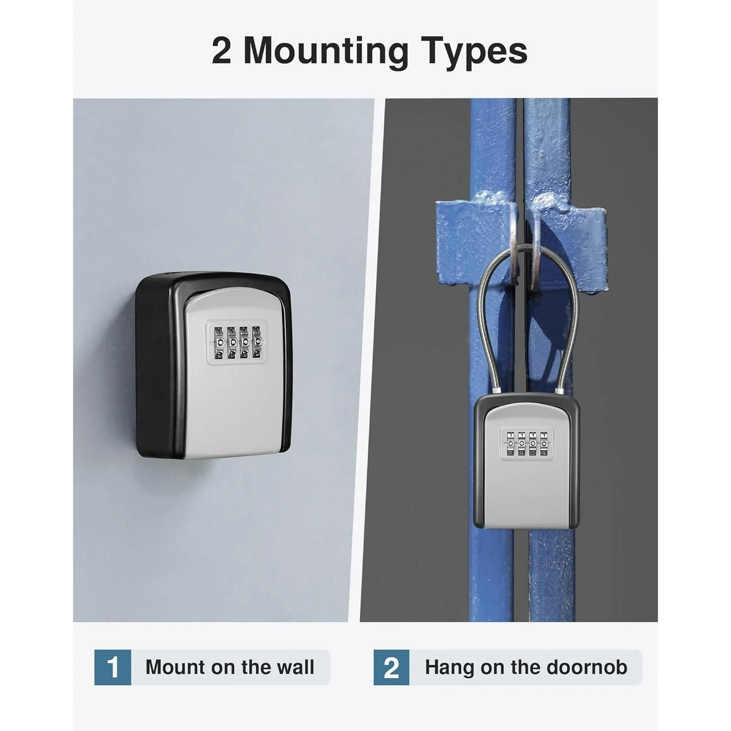 Sentryse Key Lock Box, Portable Combination Lockbox Wall-Mounted Key Storage Box, Resettable Code Safe Security Lock Box for Home, Office, Apartment