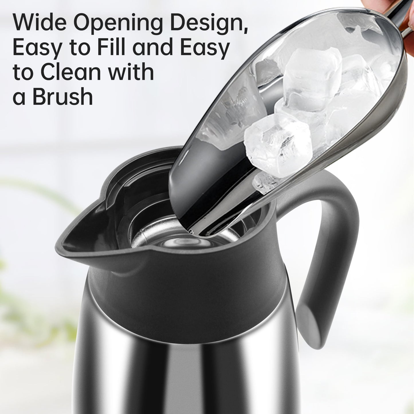 68oz Thermal Coffee Carafe, Stainless Steel Vacuum Insulated Coffee Thermos for Hot and Cold Beverage (Silver）