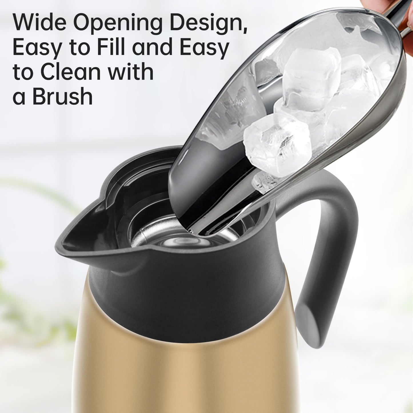 68oz Thermal Coffee Carafe, Stainless Steel Vacuum Insulated Coffee Thermos for Hot and Cold Beverage (Gold）