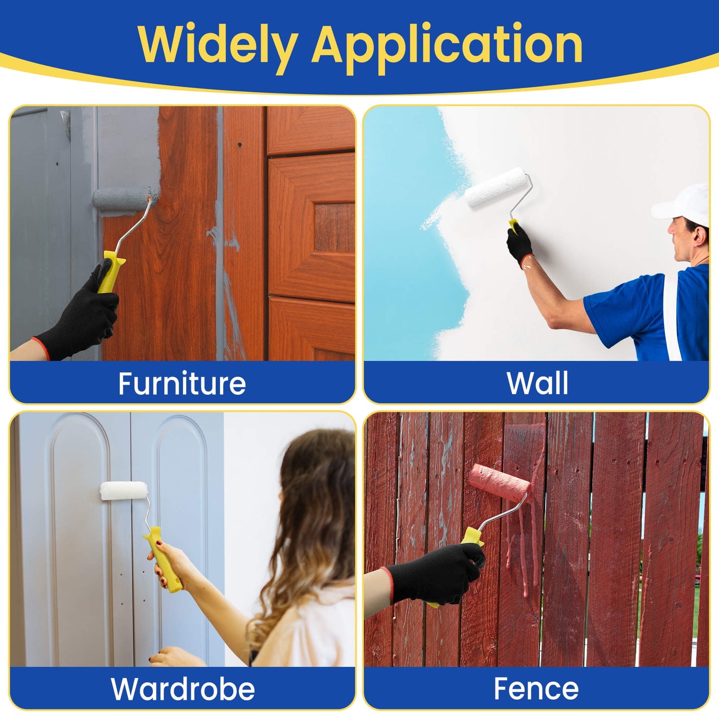 Sentryse Paint Roller Kit, 33 Pcs Paint Rollers with Extension Pole, Roller Paint Brush for Painting Walls