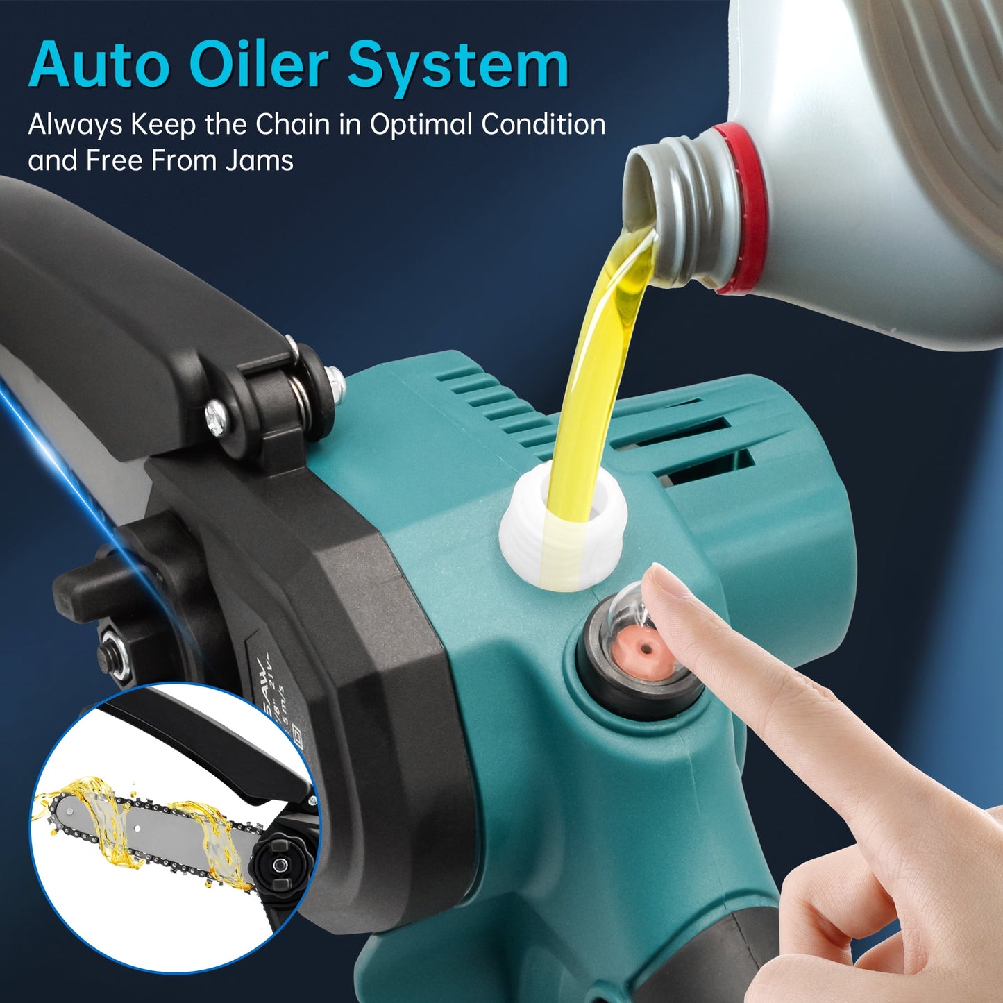 Sentryse Mini Chainsaw 6 inch Electric Chainsaw with Automatic Oiler, Cordless Chain Saw with 2 Chains, 2 Batteries & Charger for Tree Trimming, Branches Cutting