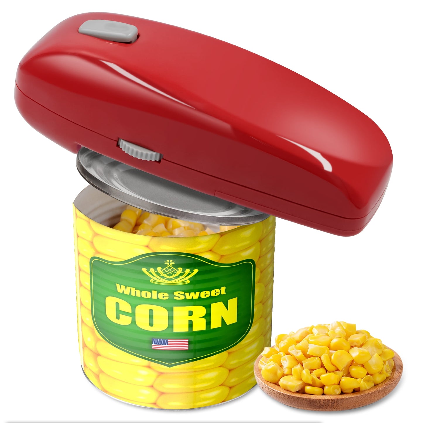 Sentryse Electric Can Opener, One-Touch, Hands-Free Automatic Can Openers for Kitchen, Smooth Edge Safe for Food Prep, Fits All Round Cans (Red)