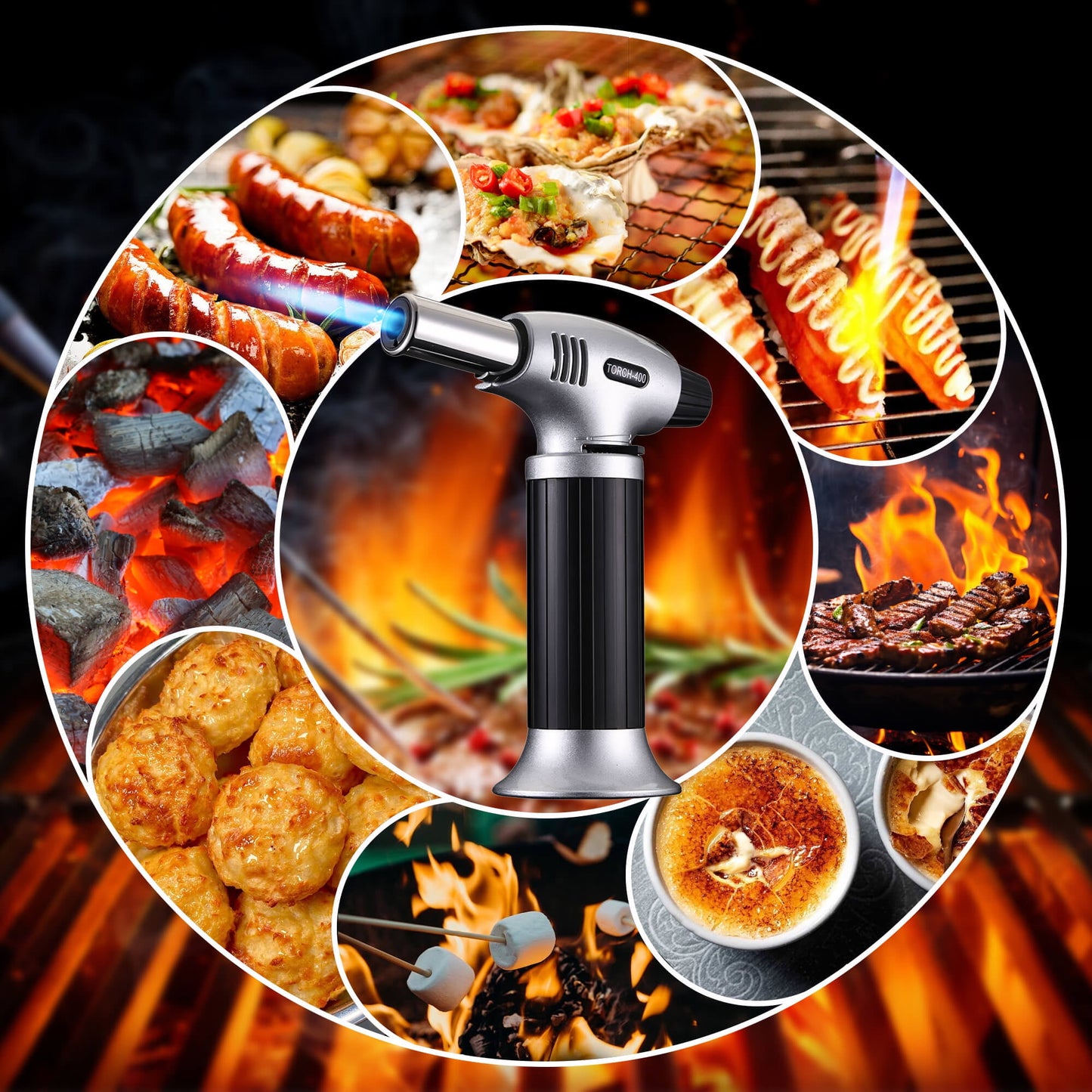 Sentryse Culinary Butane Torch, Professional Cooking Torch Lighter Butane Refillable for Baking BBQ