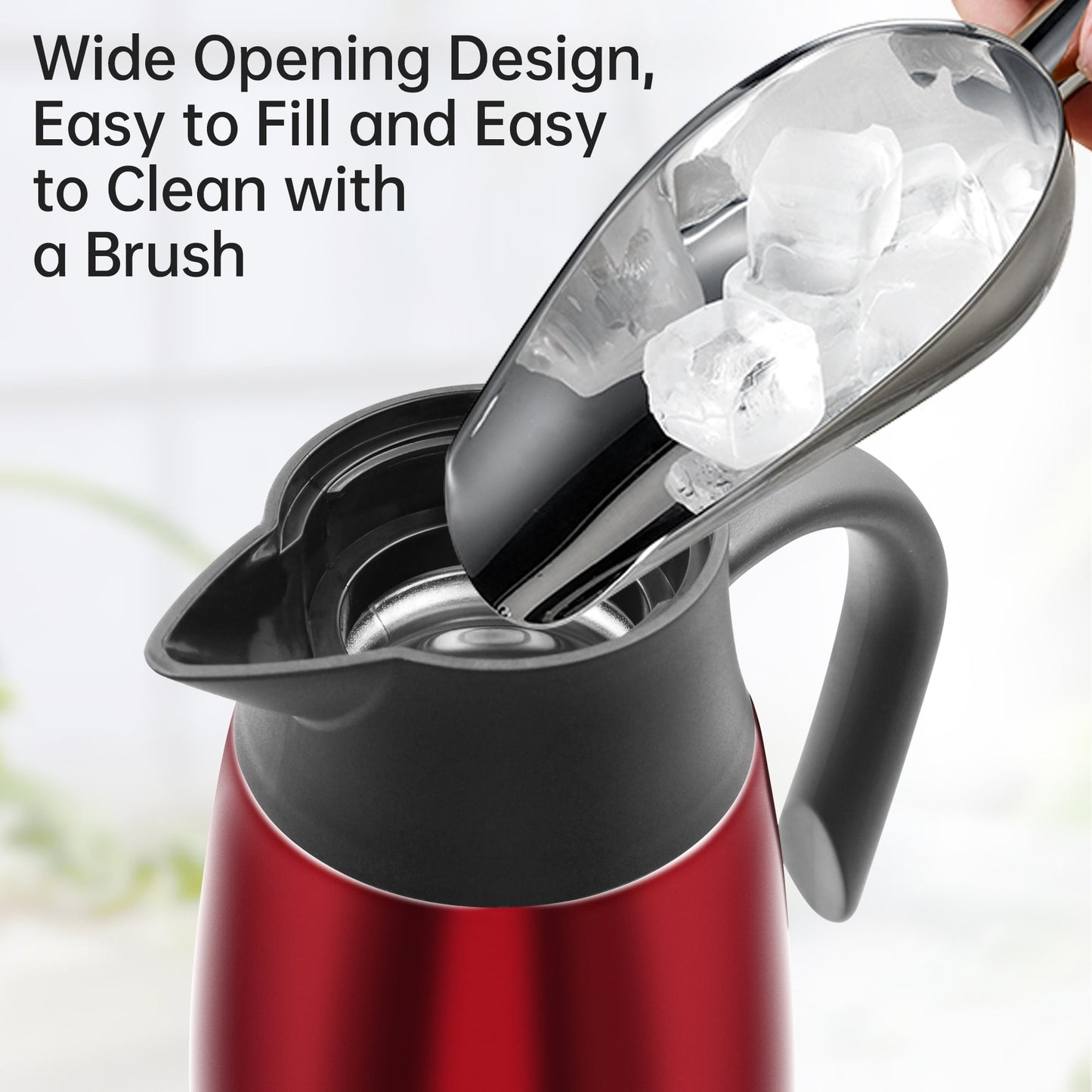 68oz Thermal Coffee Carafe, Stainless Steel Vacuum Insulated Coffee Thermos for Hot and Cold Beverage (Red）