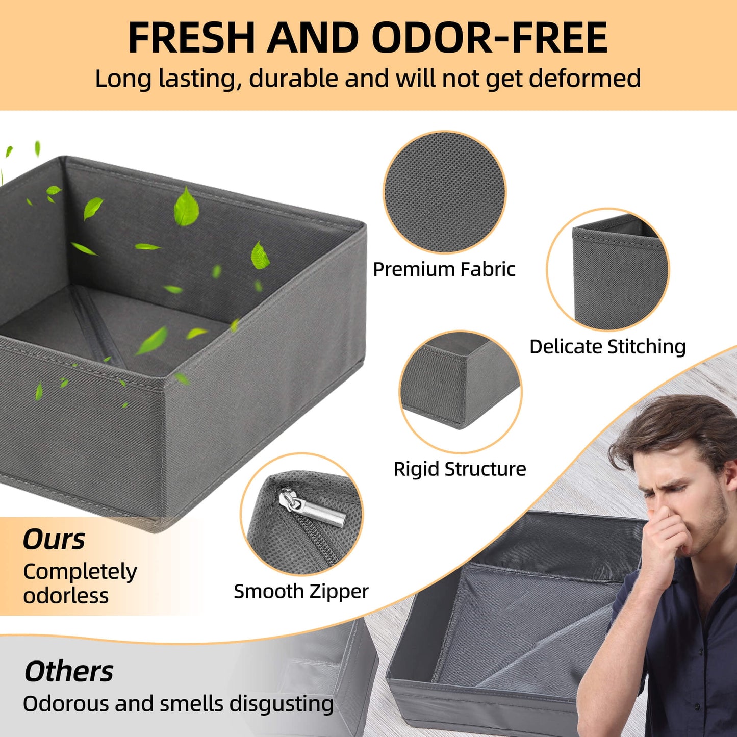 Sentryse Drawer Organizer for Clothes, Dresser Drawer Organizer, 12 Pack, Gray