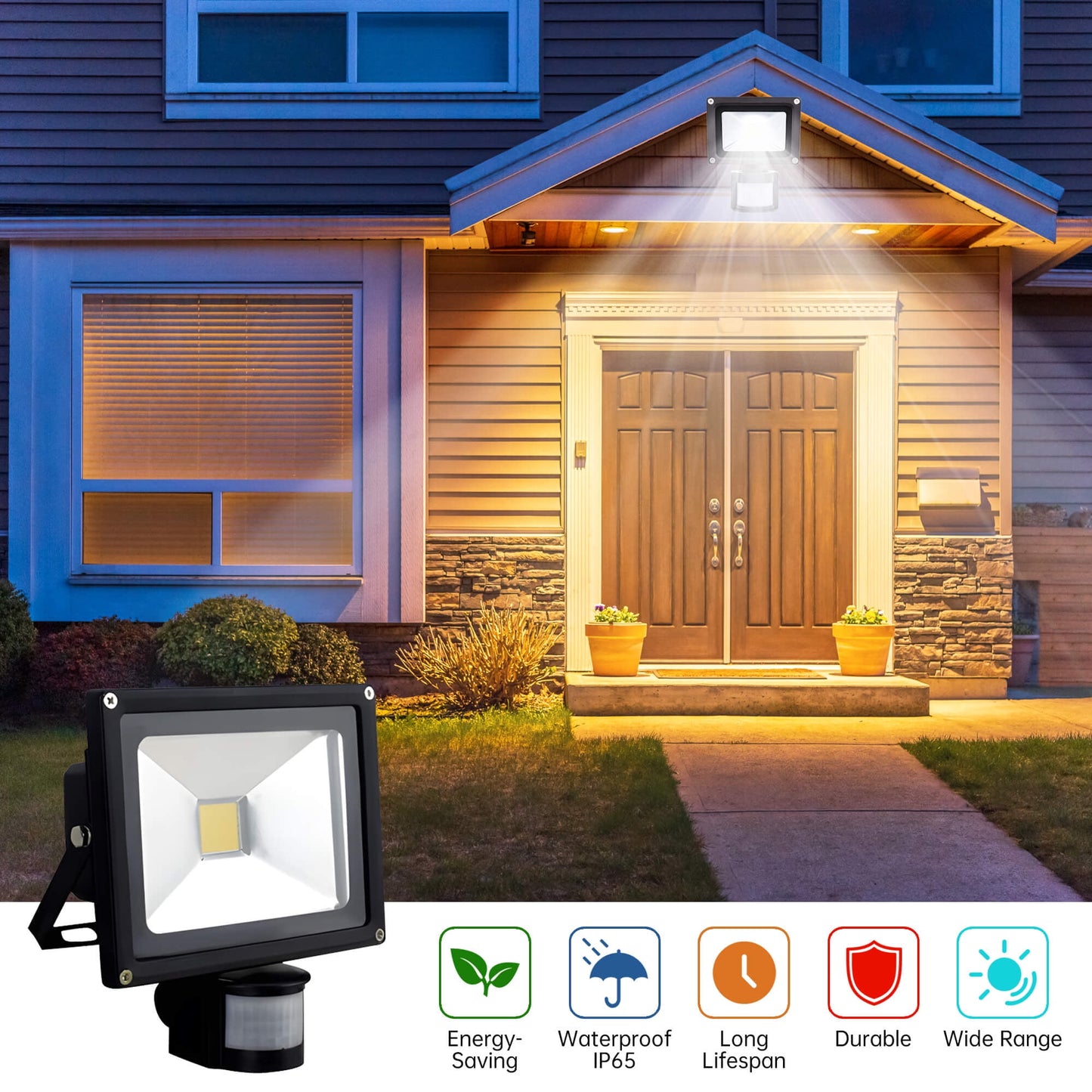 Sentryse Motion Sensor Flood Lights Outdoor, Waterproof LED Security Light for Garage, Yard, Porch