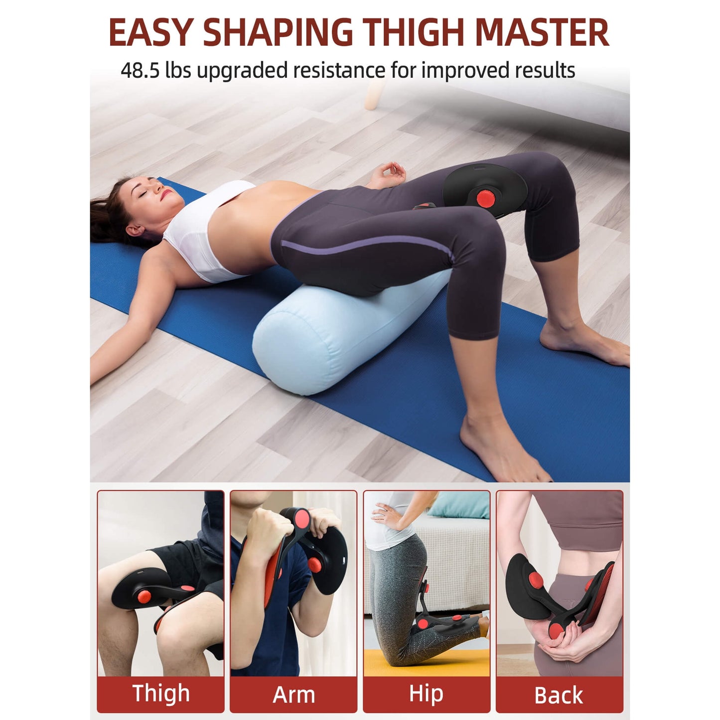 Sentryse Thigh Master Hip Trainer Kegel Exerciser, 48.5 lbs Pelvic Floor Muscle Trainer, Inner Thigh Exercise Equipment for Men Women Home Gym, Black