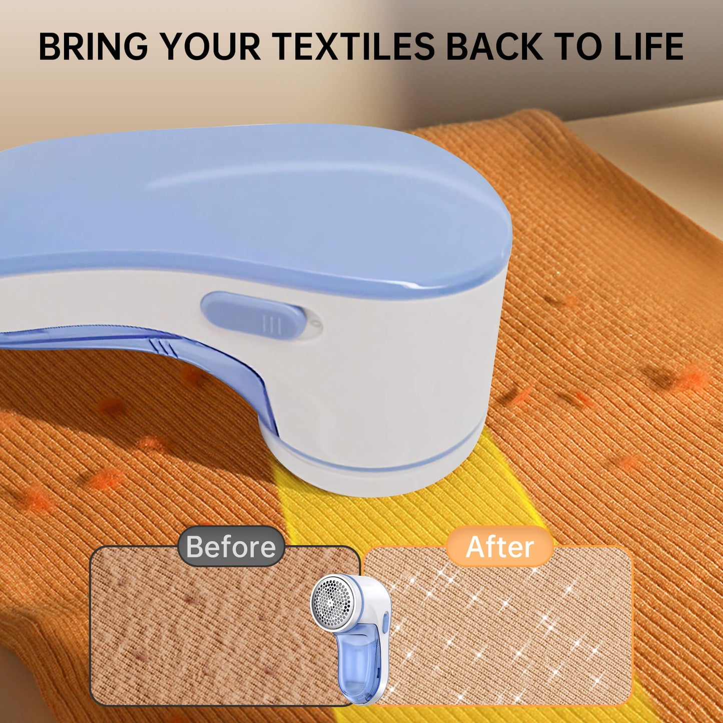 Sentryse Fabric Shaver, Lint Remover Rechargeable, Electric Portable Sweater Defuzzer with 2 Spare Blades, Blue