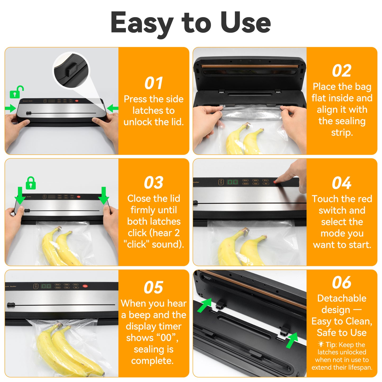 Sentryse Cordless Vacuum Sealer Machine, 75Kpa Powerful Food Saver Vacuum Sealer for Kitchen & Outdoor, Rechargeable Portable Food Sealer with Dry/Moist Modes, Built-in Cutter & 30 Vacuum Bags