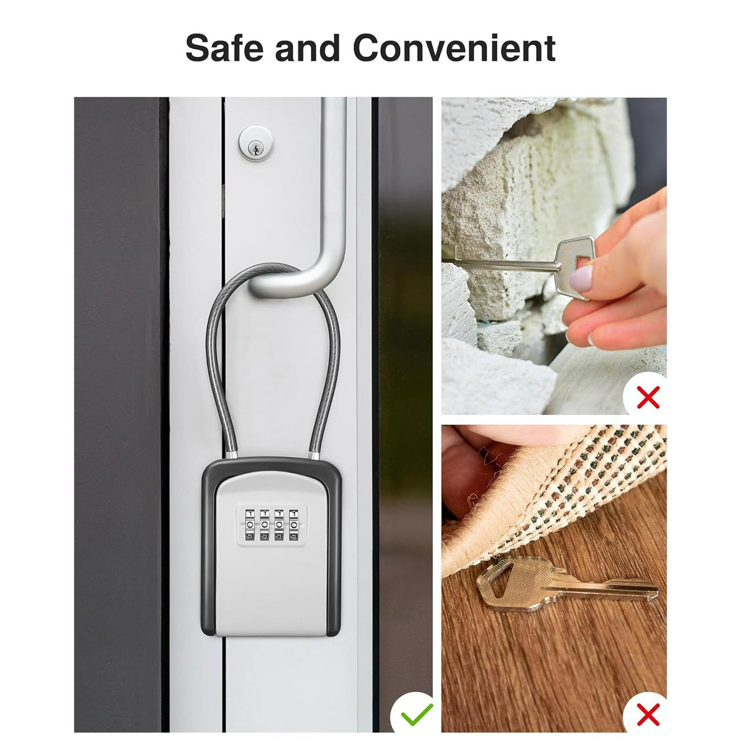 Sentryse Key Lock Box, Portable Combination Lockbox Wall-Mounted Key Storage Box, Resettable Code Safe Security Lock Box for Home, Office, Apartment