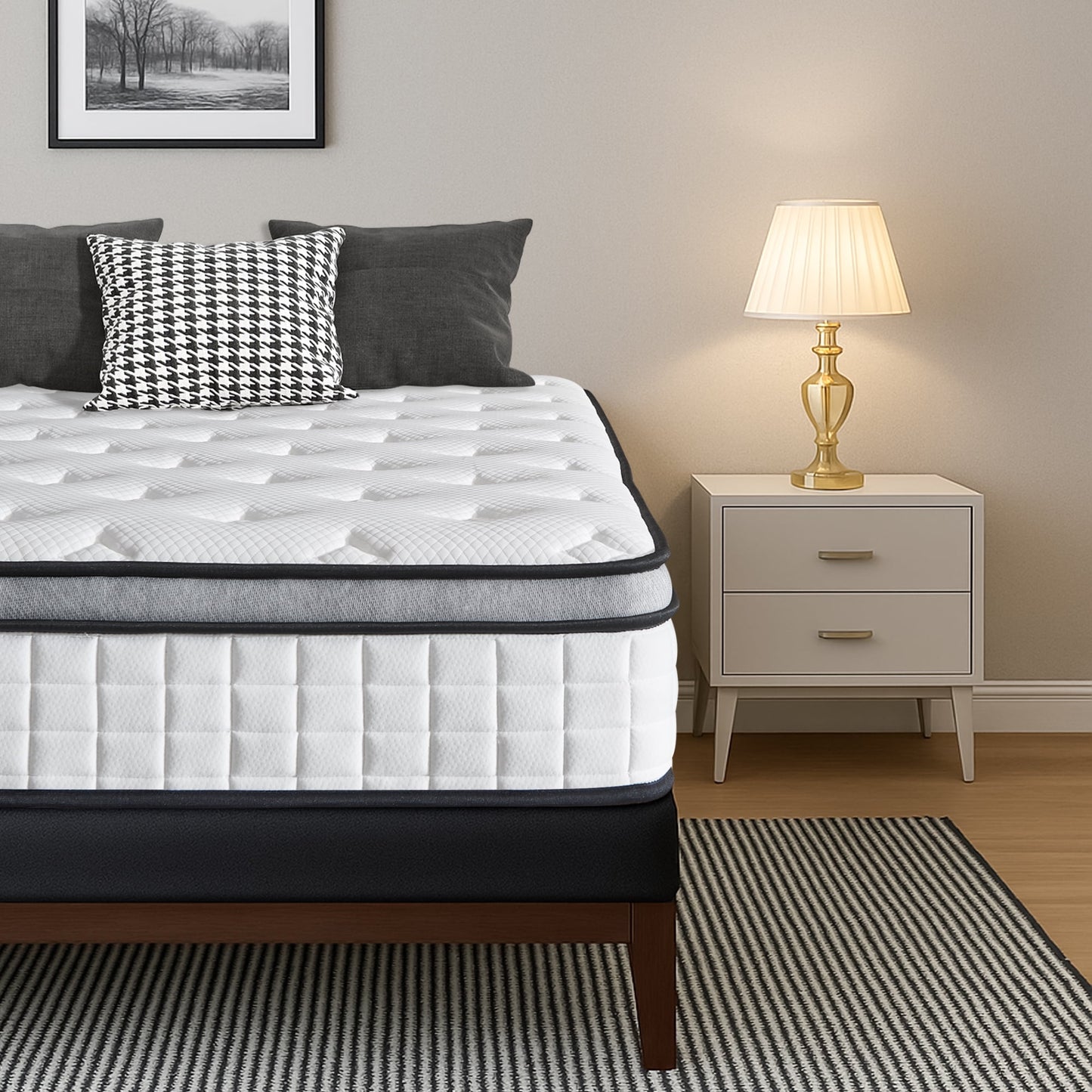 10" Twin Mattress, Euro Top Foam & Pocket Spring Hybrid Mattress in a Box, Plush Comfort, Pressure Relief and Motion Isolation