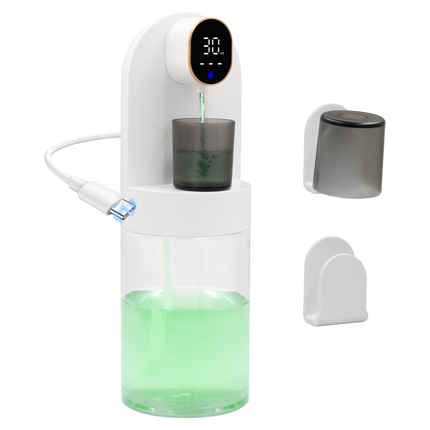 Sentryse Automatic Mouthwash Dispenser for Bathroom, 20oz /600ml Electric Mouthwash Dispenser with Magnetic Cups, 180-Day Battery life, 4 Dispensing Levels, Wall Mounted ＆ Countertop Use