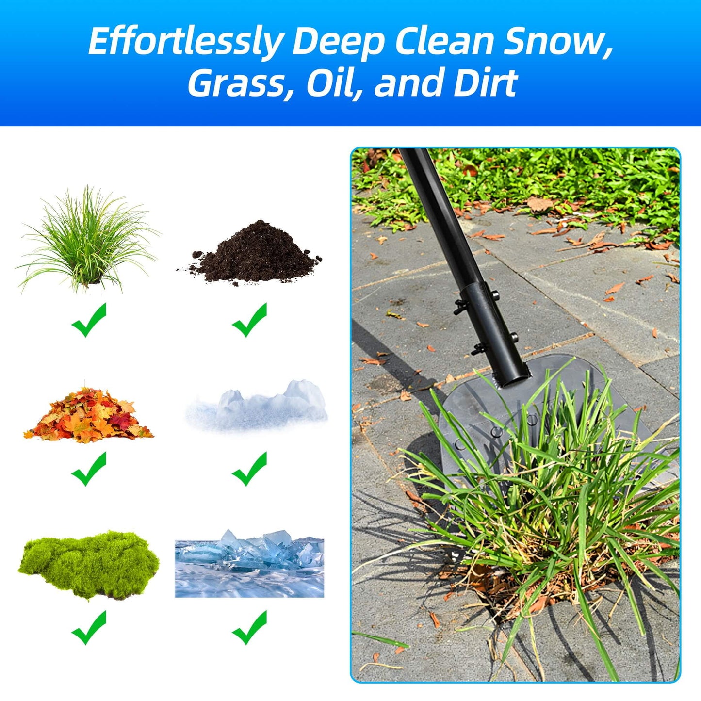 Sentryse Garden Flat Shovel, 54" Garden Cleaning Shovel, Heavy Duty Manual Weeder Metal Floor Scraper Garden Tool for Lawn Edging, Digging, Weeding, Scraping, Ice Remove