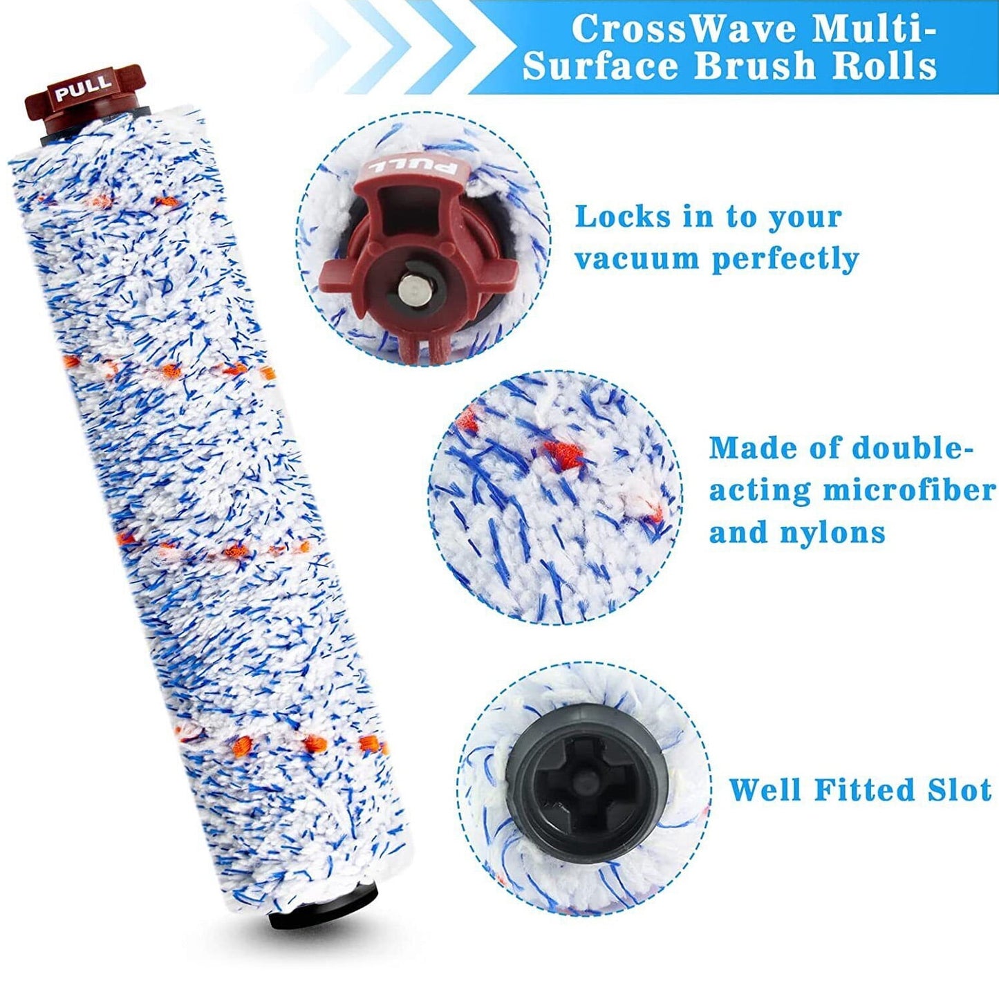 Replacement Parts for Bissell CrossWave Vacuum Cleaner, Roller Brushes Filters Kit, 4 Pack