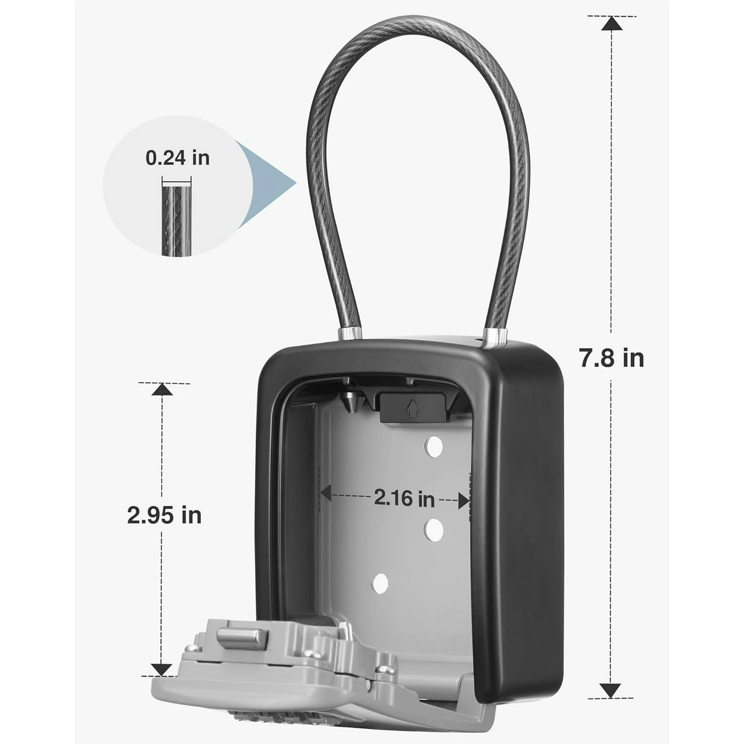 Sentryse Key Lock Box, Portable Combination Lockbox Wall-Mounted Key Storage Box, Resettable Code Safe Security Lock Box for Home, Office, Apartment