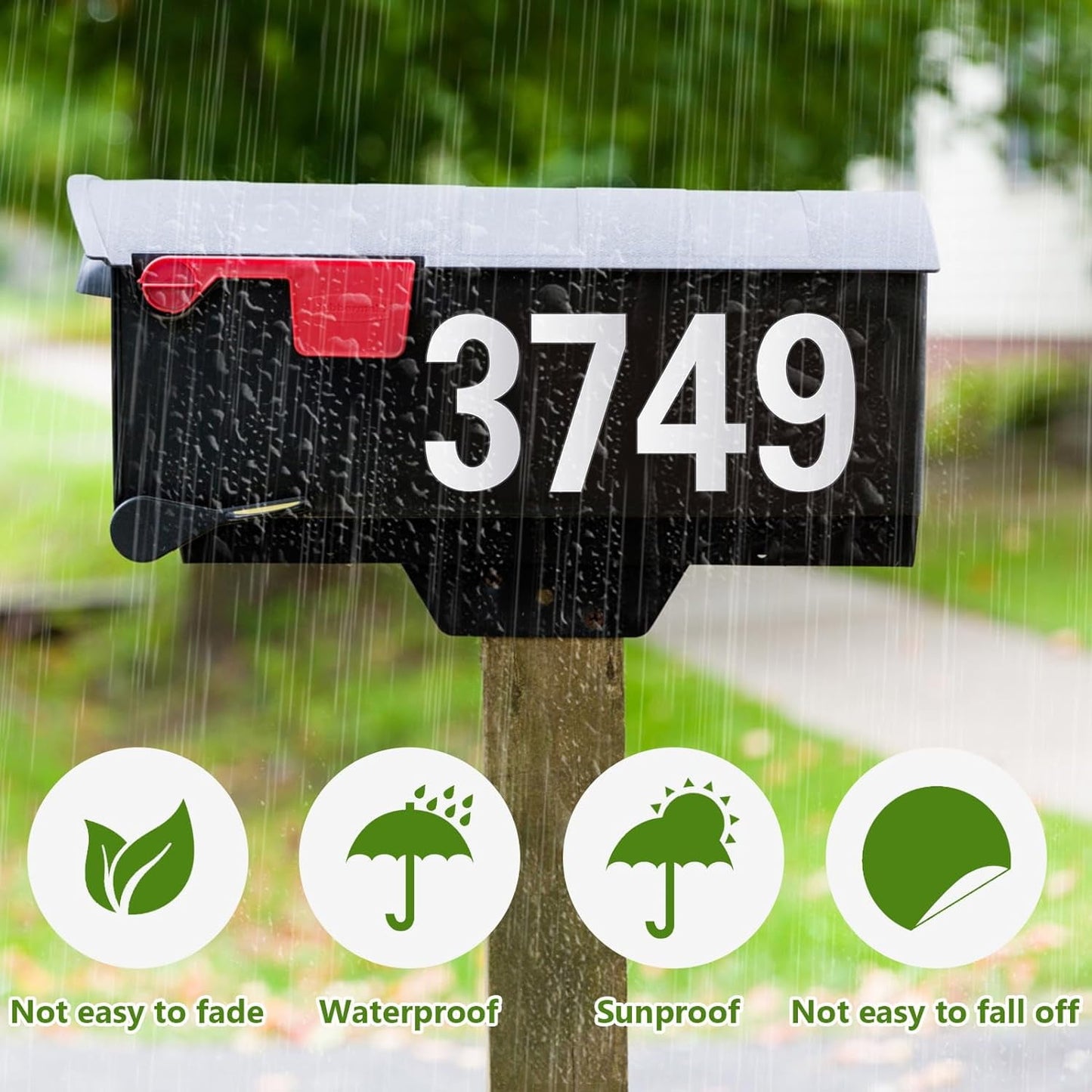 Sentryse Reflective Mailbox Numbers for Outside, 5 Sets Waterproof Mailbox Numbers Stickers for Mailbox, Door, Garbage Bins, Self Adhesive